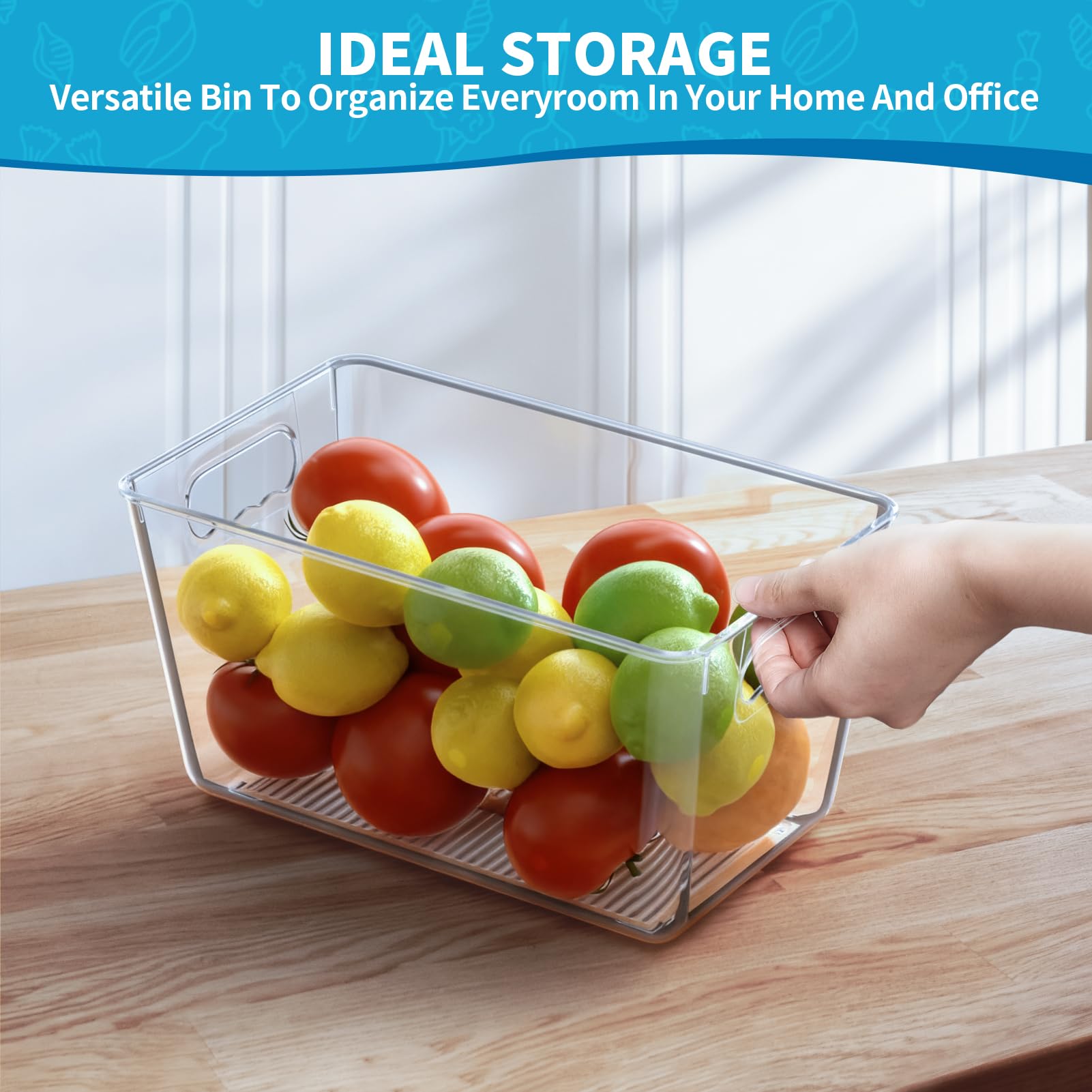 Clear Fridge Organizer Bins with Handles