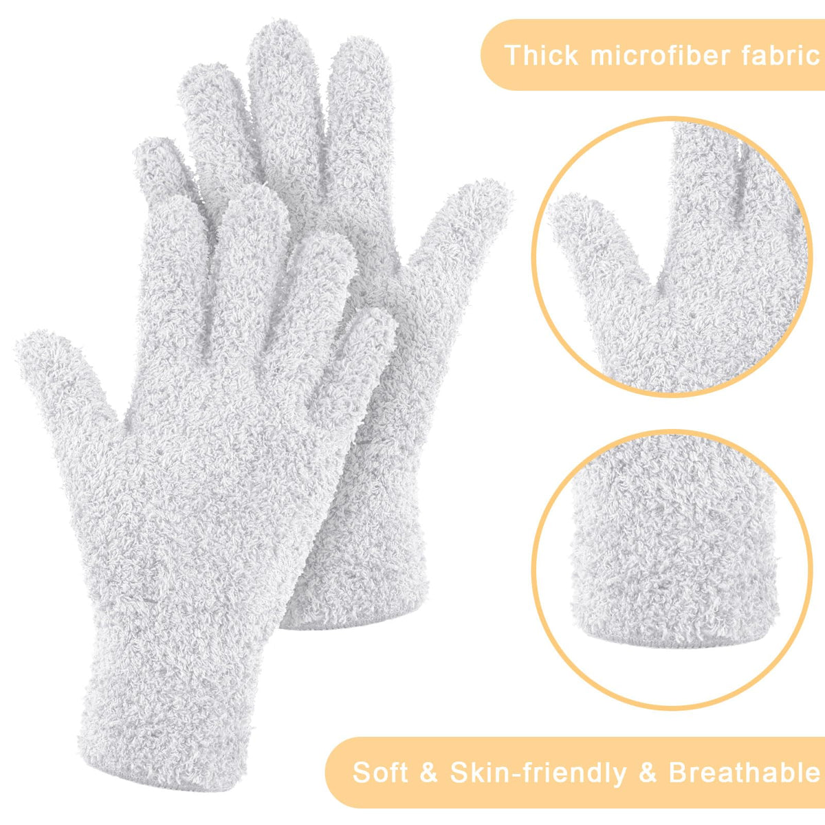 6 Pairs Microfiber Dusting Gloves