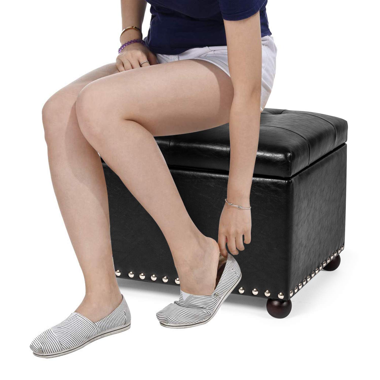 Leather Storage Ottoman