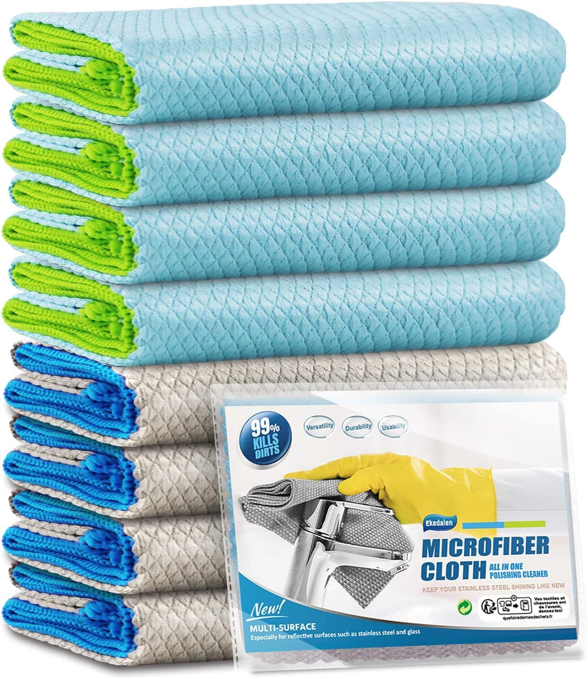 Microfiber Cleaning Cloth Lint Free Glass Polish (8 Count)