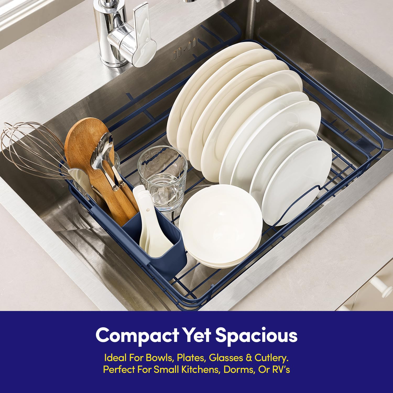 Dish Drying Rack 3 Piece Dish Drainer with Drainboard Set for Kitchen Counter