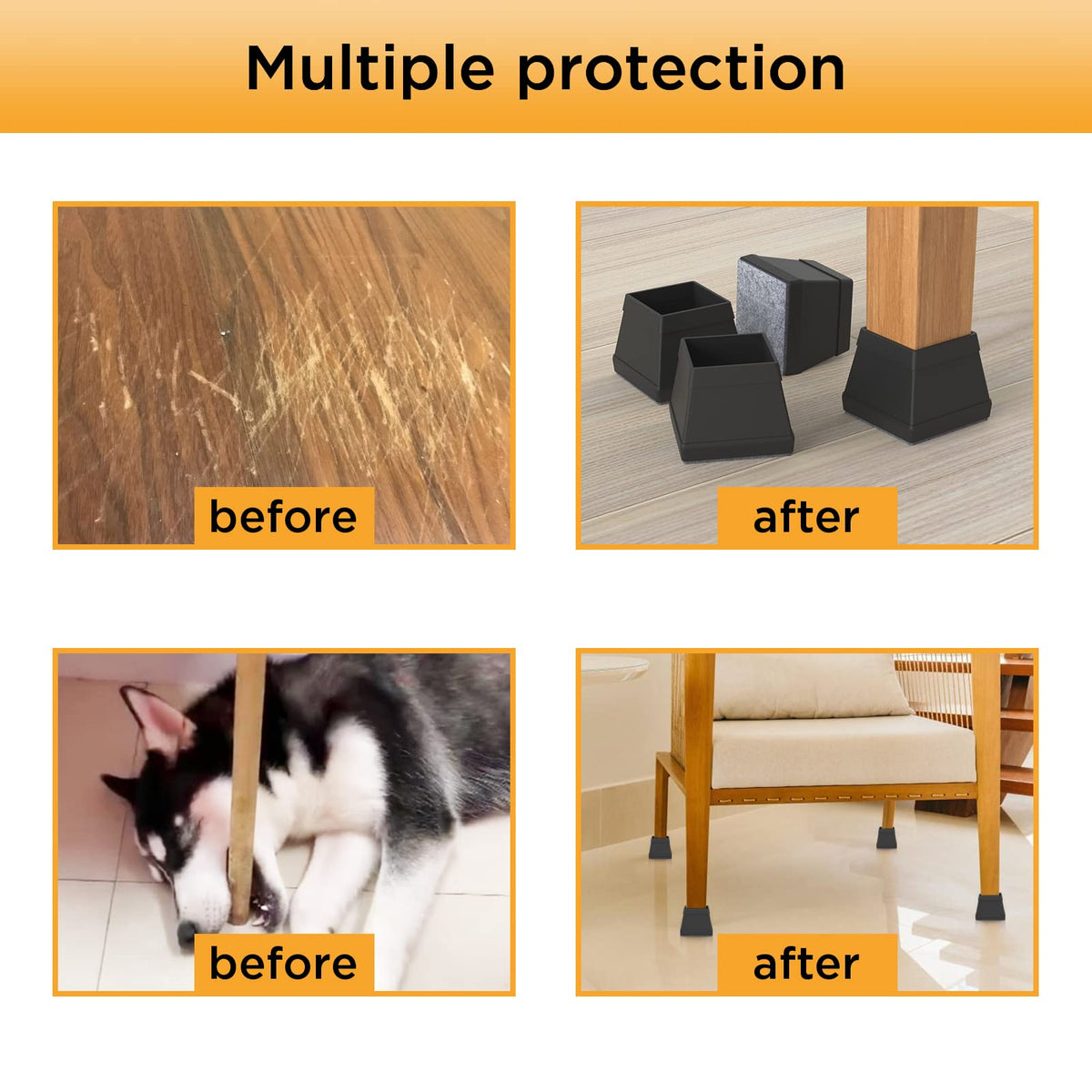 16 PCS Square Chair Leg Floor Protector (16 Count)
