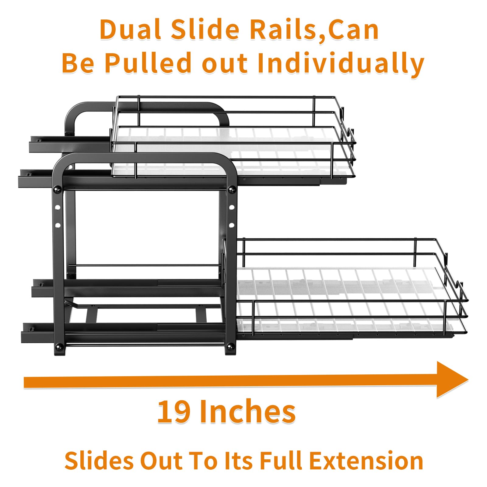 2 Tier Height Adjustable Pull Out Spice Rack