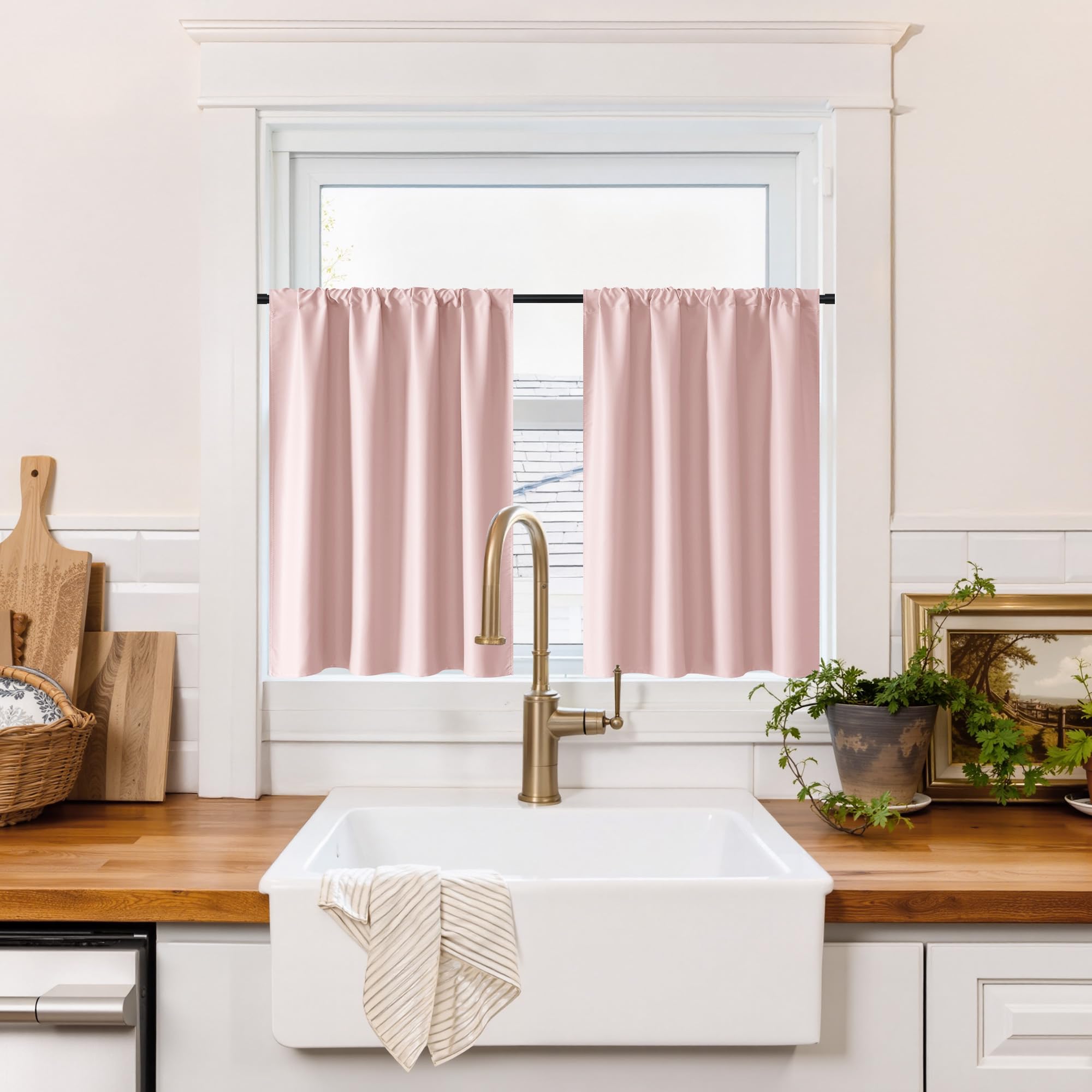 100% Blackout Short Curtains for Small Window (2 Count)