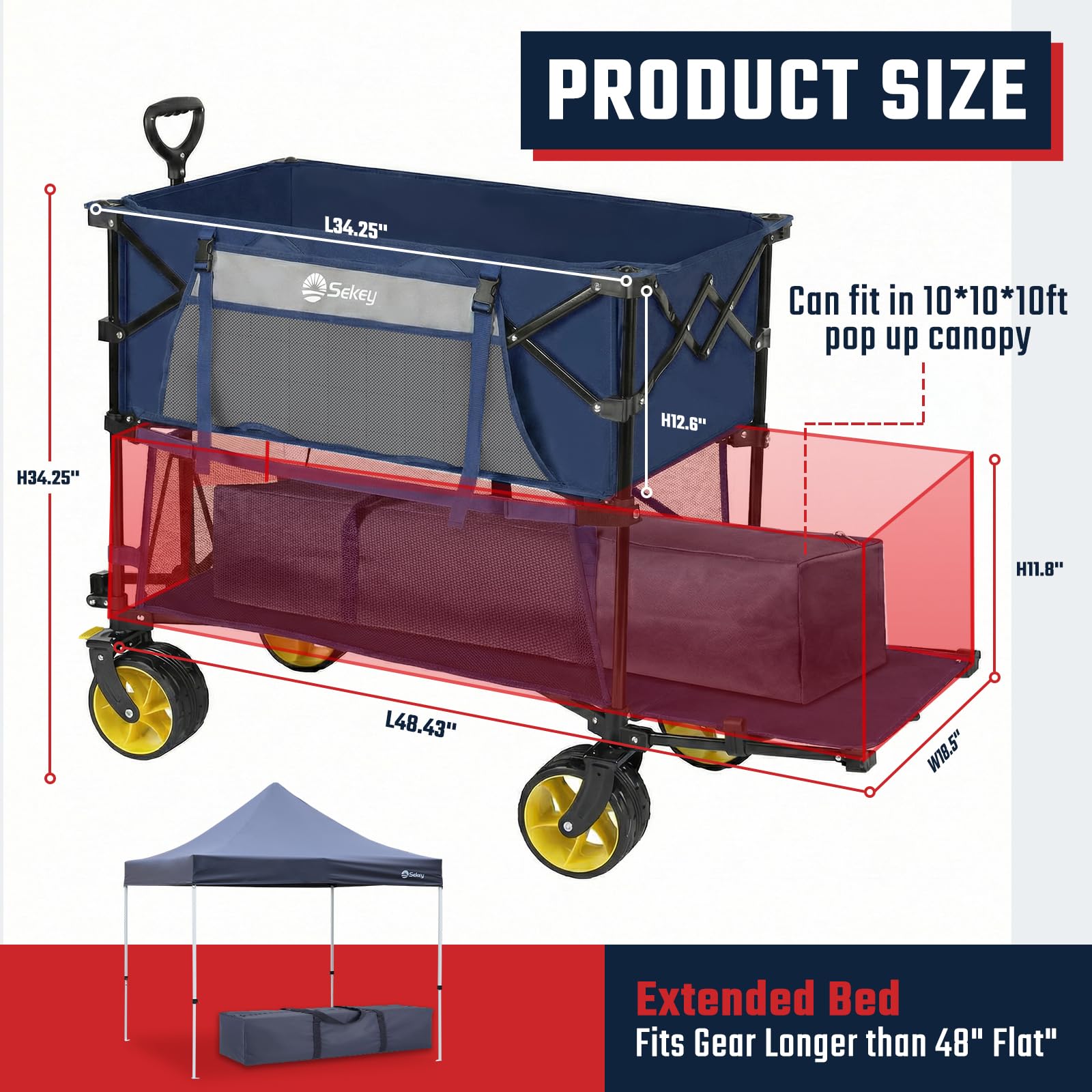 500LBS Heavy Duty Double Decker Wagon with Extender