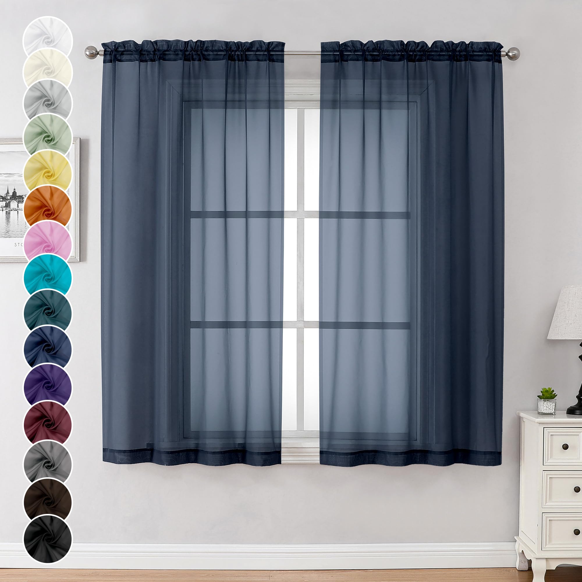 Sheer Curtains 63 Inch Length 2 Panels