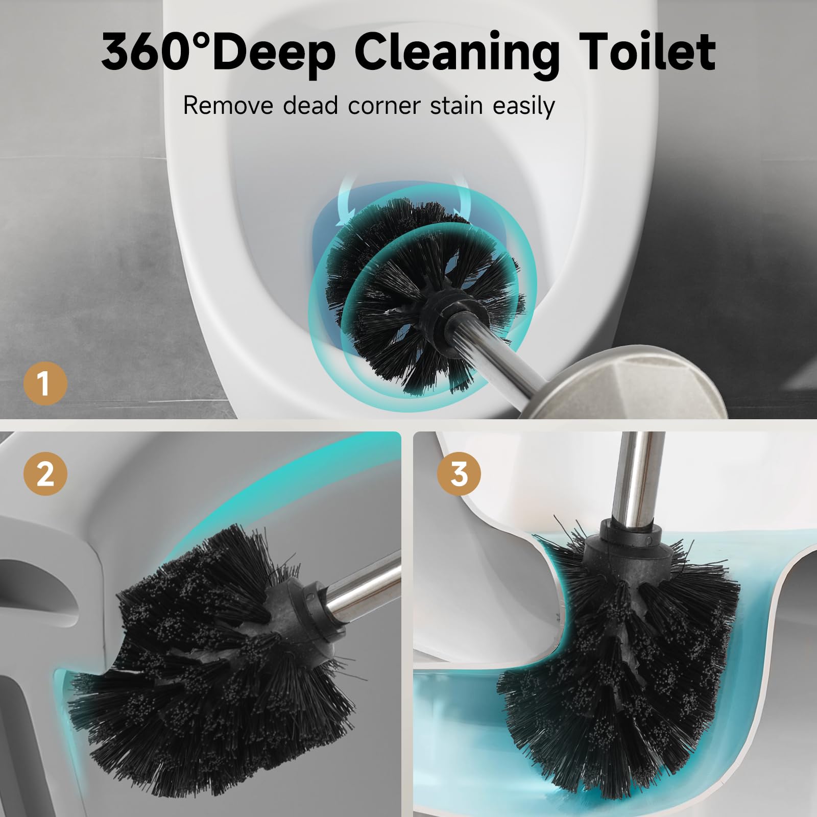 Stain Nickel Toilet Brush and Holder