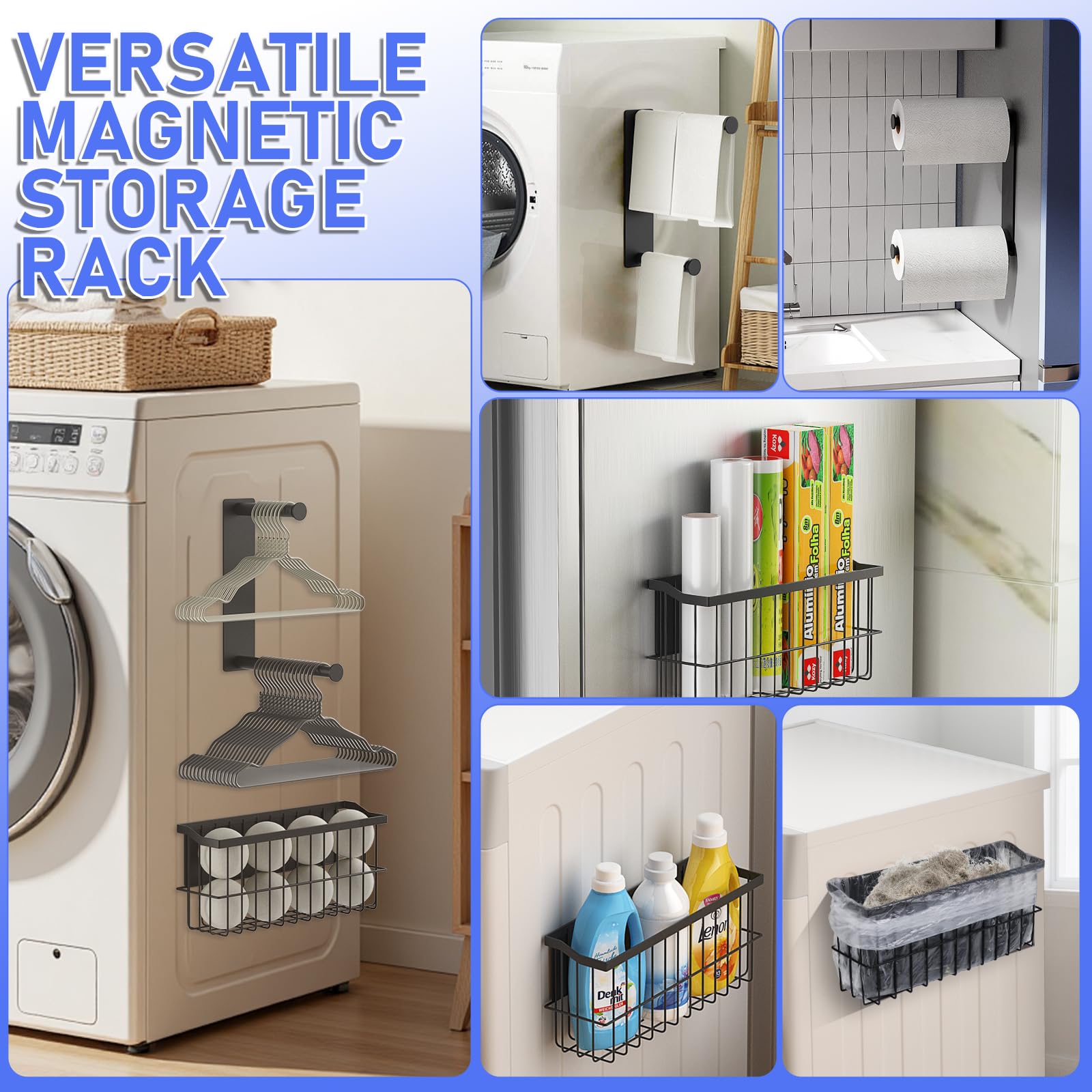 Magnetic Dryer Ball Holder and Magnetic Hanger Holder for Laundry Room Organization