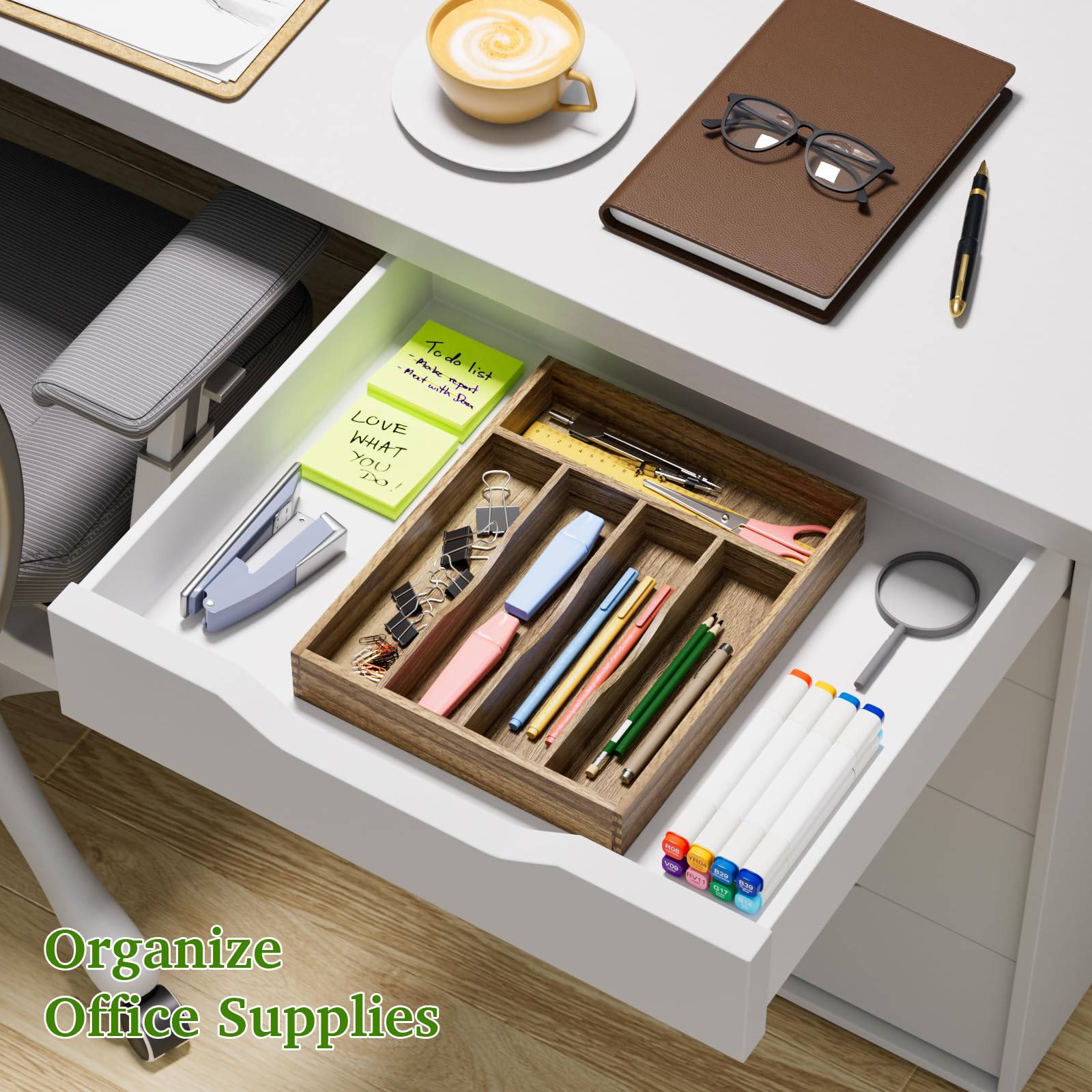 Acacia Wood Silverware Drawer Organizer (24 Ounce)
