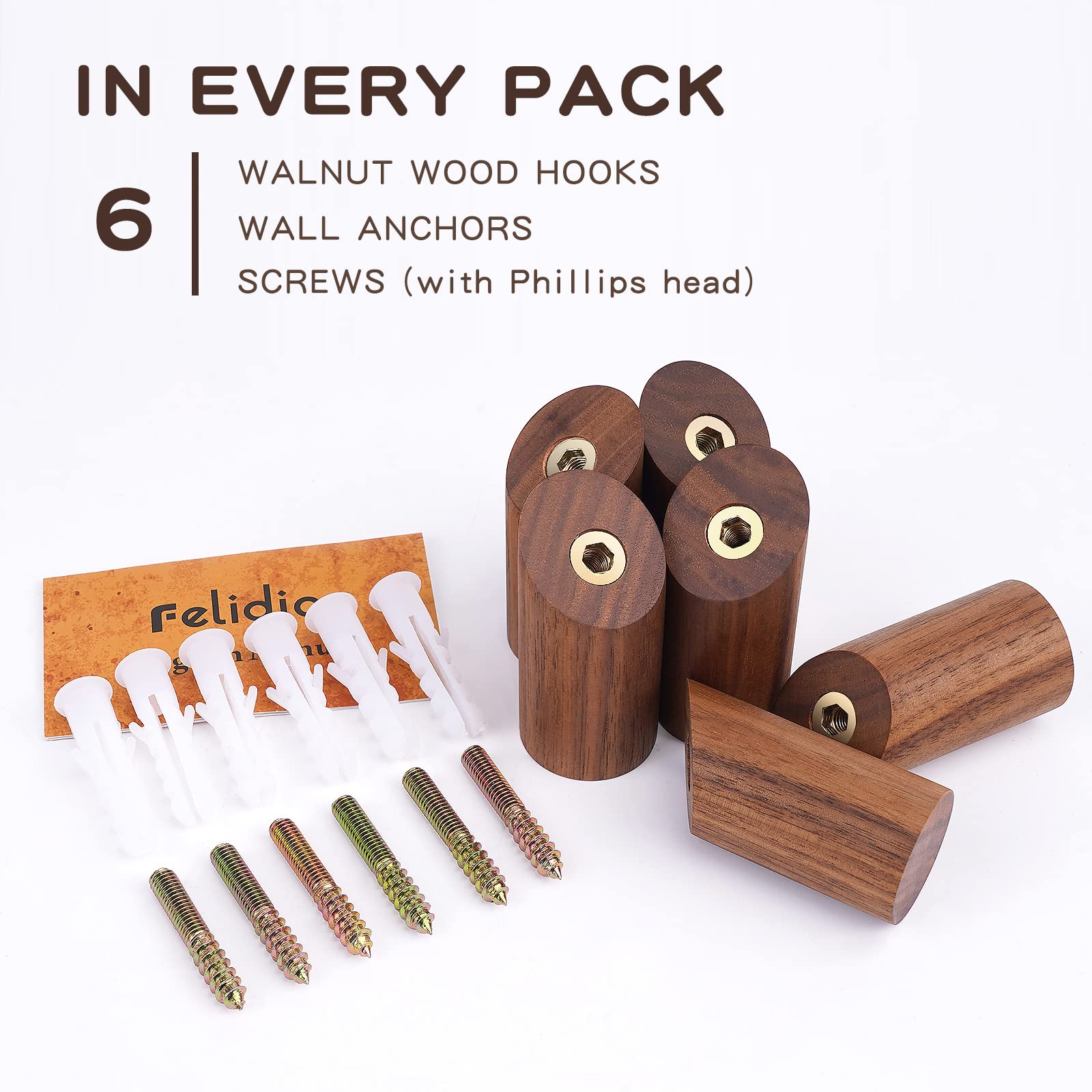 Wood Wall Hooks (6 Count)