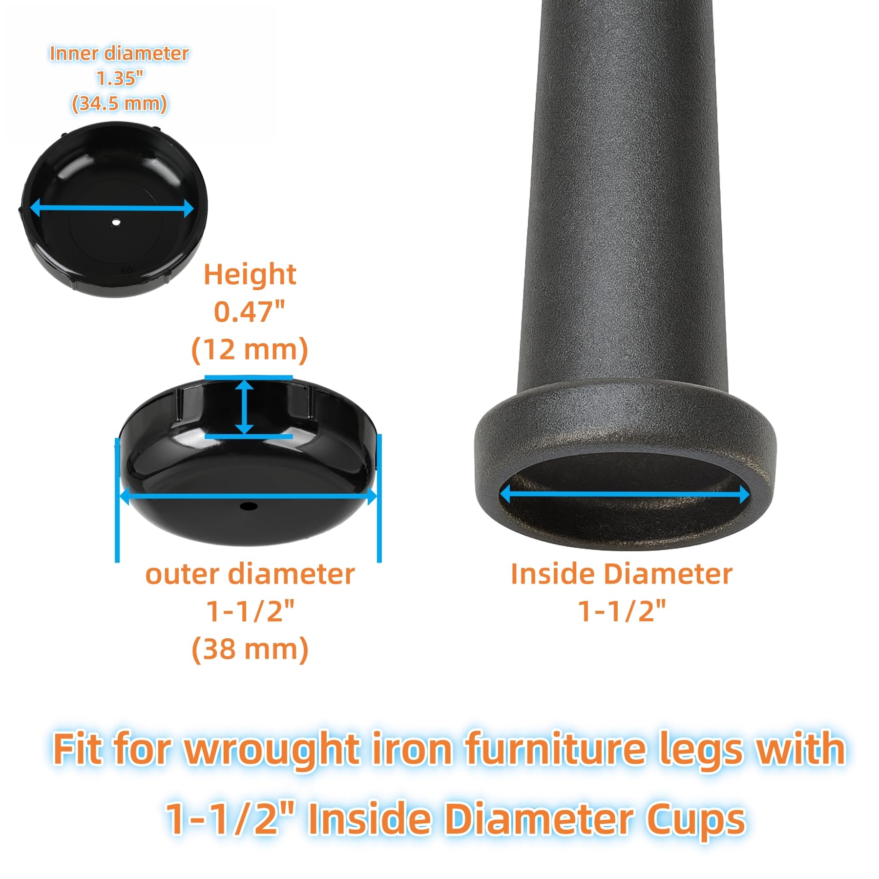 Wrought Iron Patio Furniture Feet Caps (24 Count)