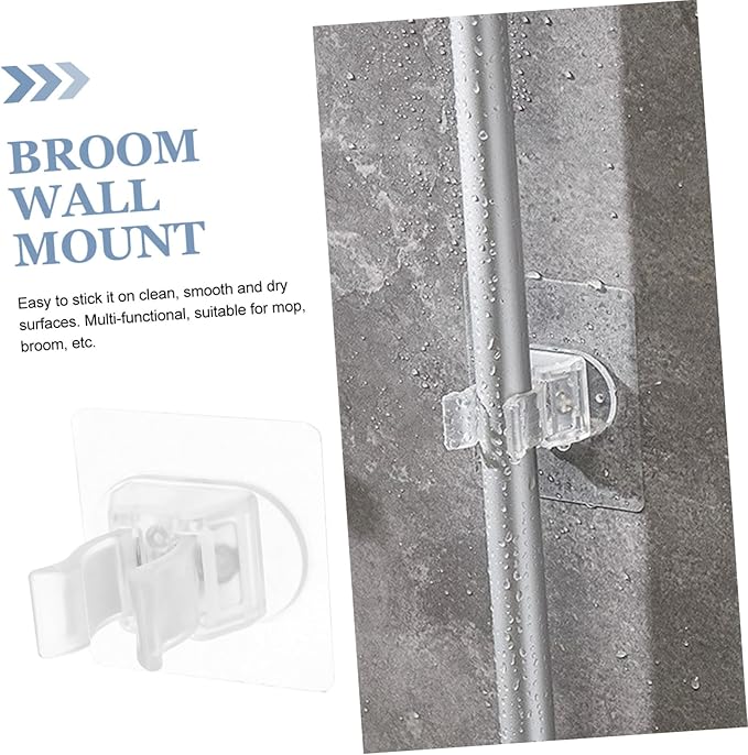 Mop and Broom Wall Mount Holder Easy Install Broom Organizer Modern and Mop Storage Solution