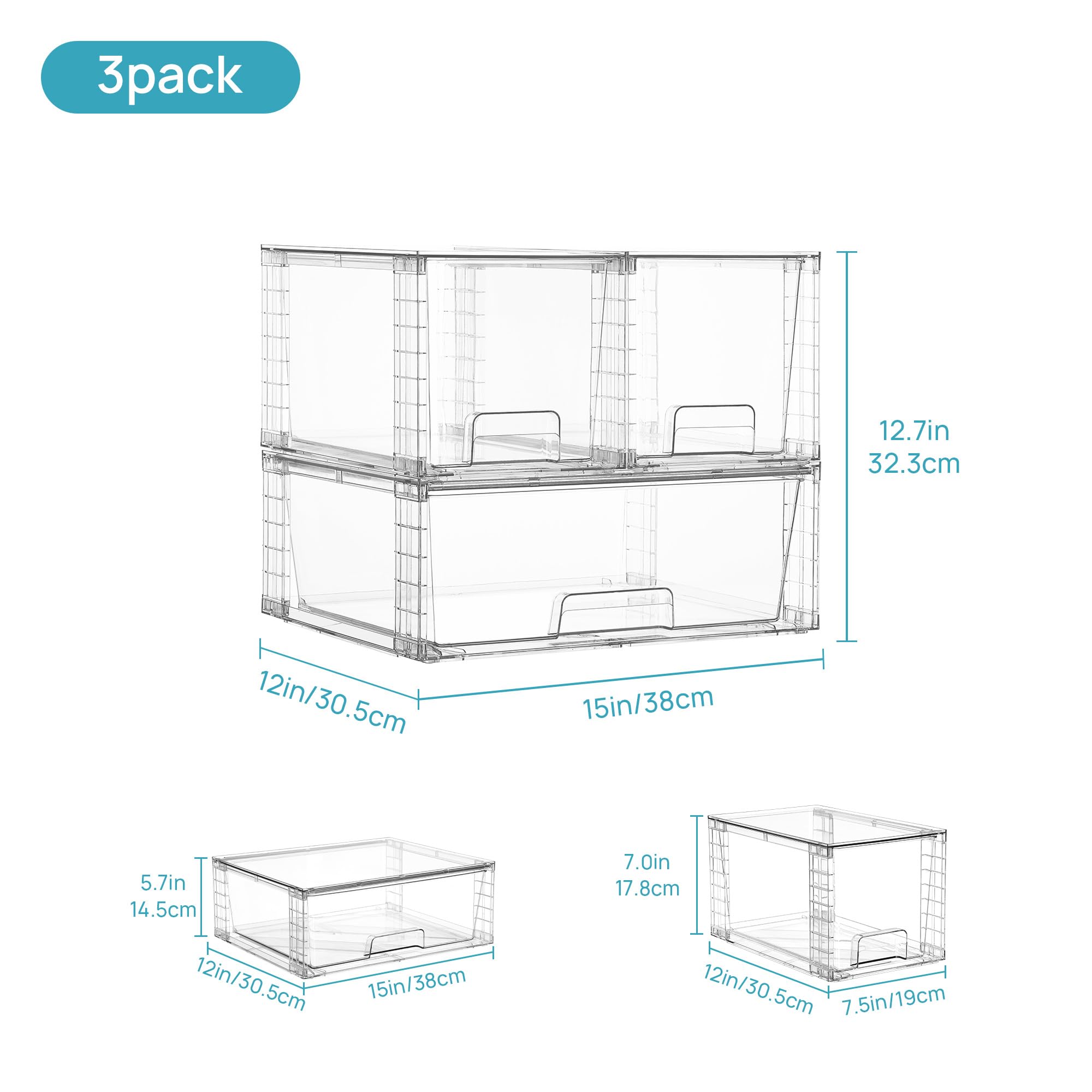 Clear Stackable Storage Drawers (3 Count)