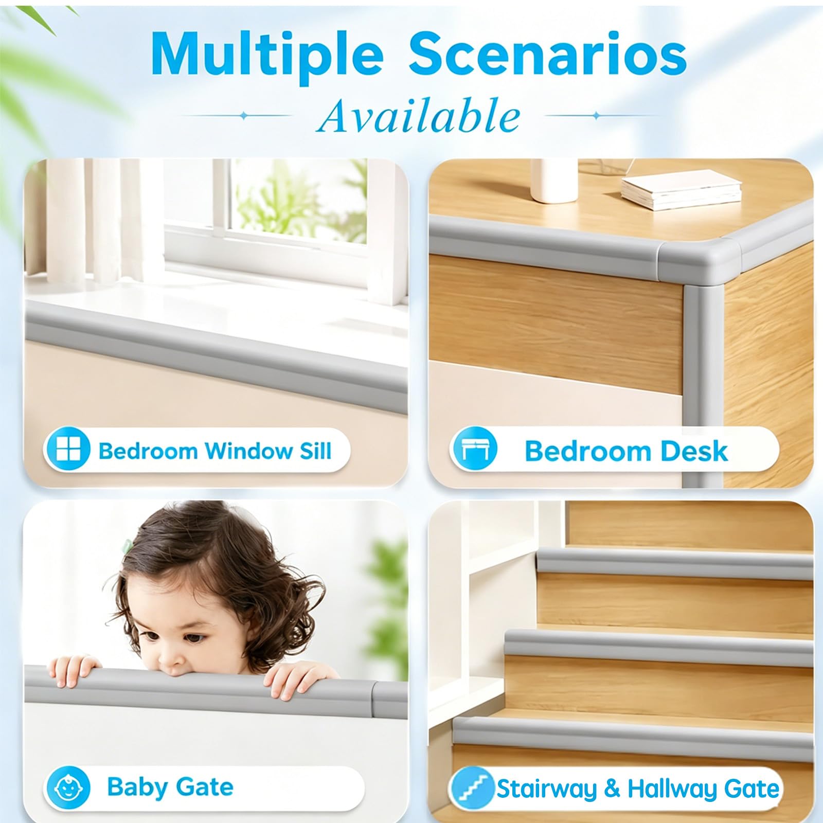Foam Baby Edge Protector Strip Furniture Safety 1.8inx6.56FT（Grey）