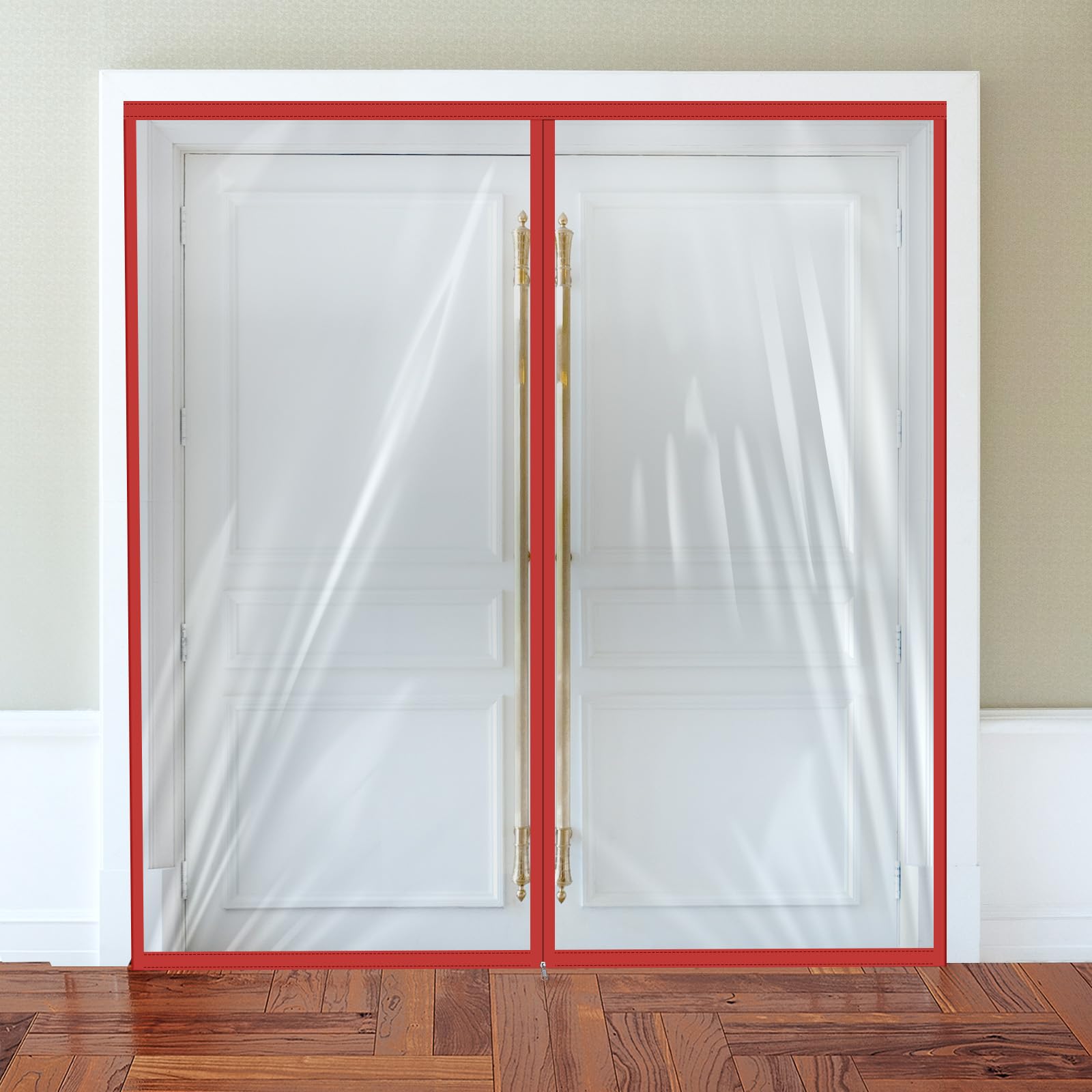Zipper 72 x 80 Inch Dust Barrier Door Red 6 x 6.7 ft Winter Construction Door Reusable Plastic Curtain Cover Containment Standard Doorway Temporary Wall Screen Sheeting for Bathroom Hallway