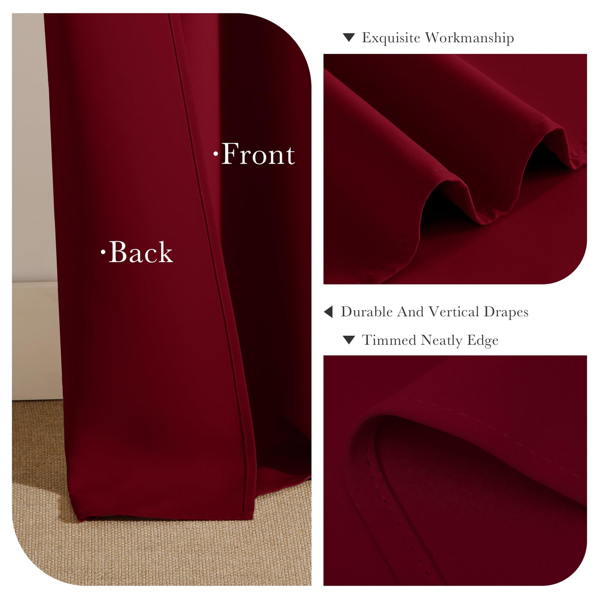 Christmas Burgundy Red Blackout Curtains and Drapes (2 Count)
