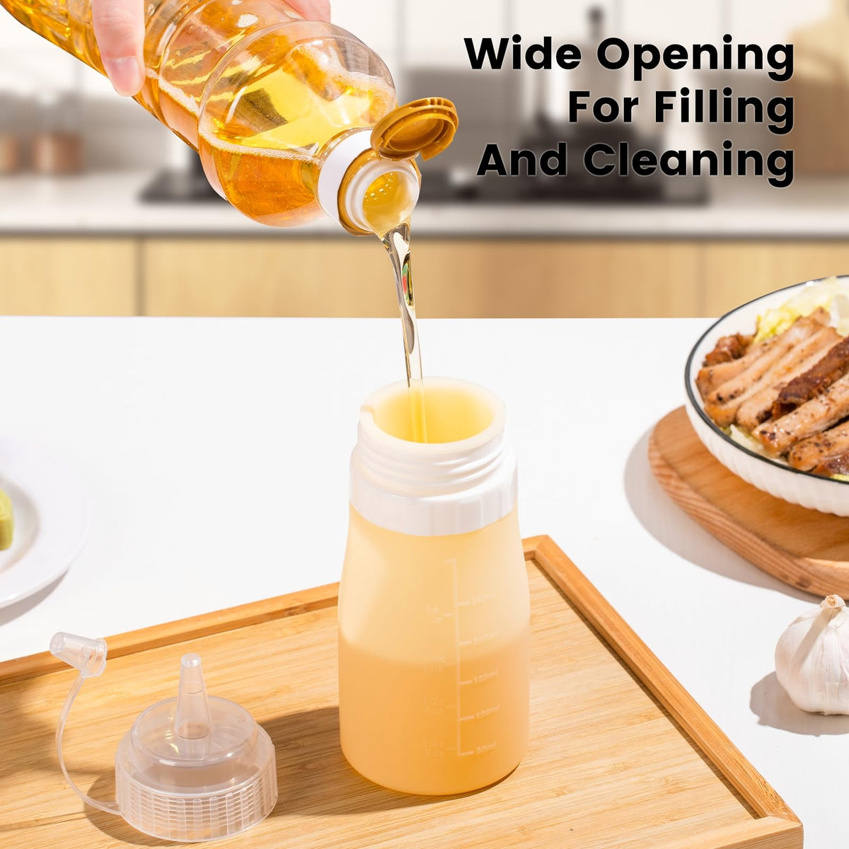 12 oz Silicone Squeeze Bottles for Sauces & Oil (4 Count)