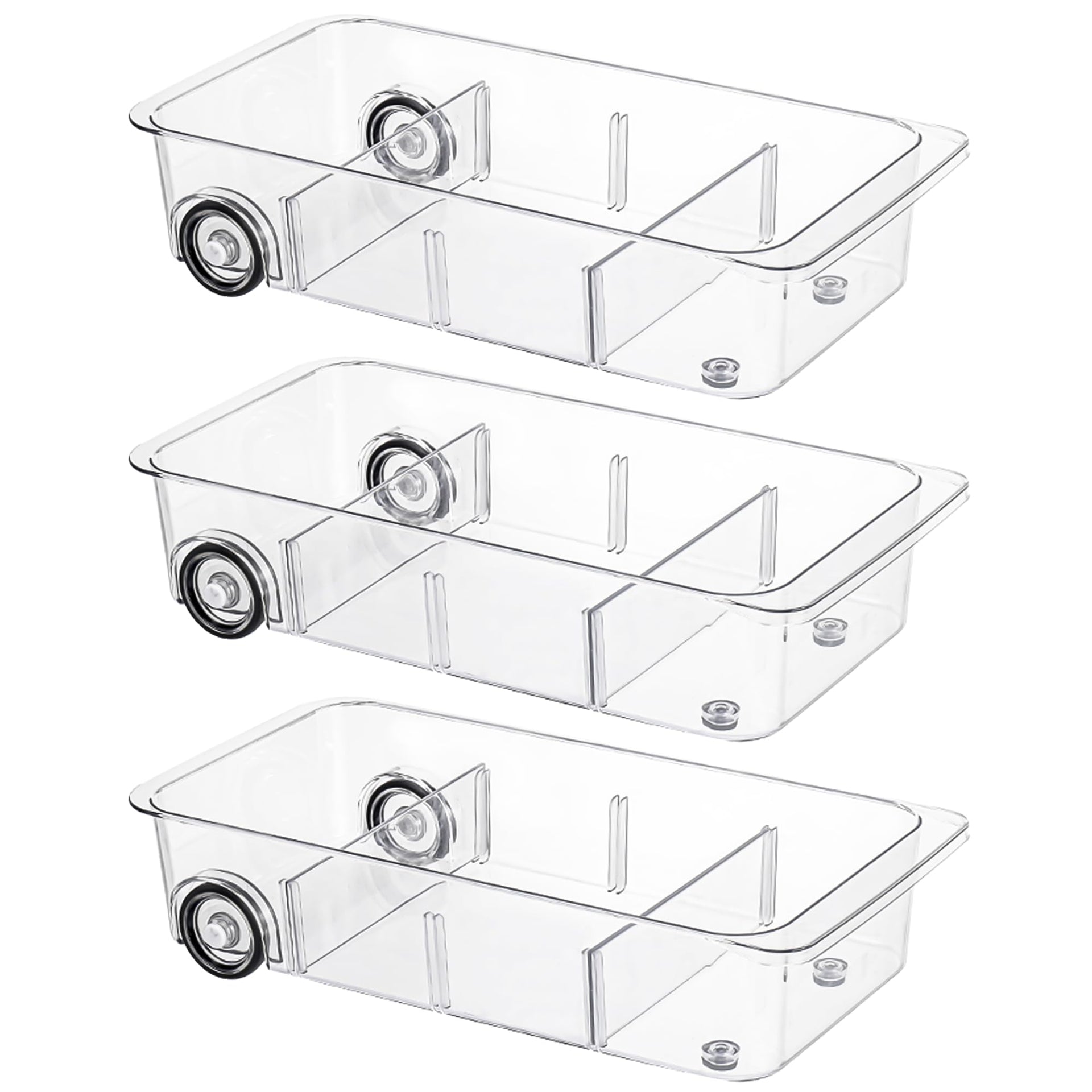 Fridge Organizer and Storage Drawer Rolling Refrigerator Bins (3 Count)