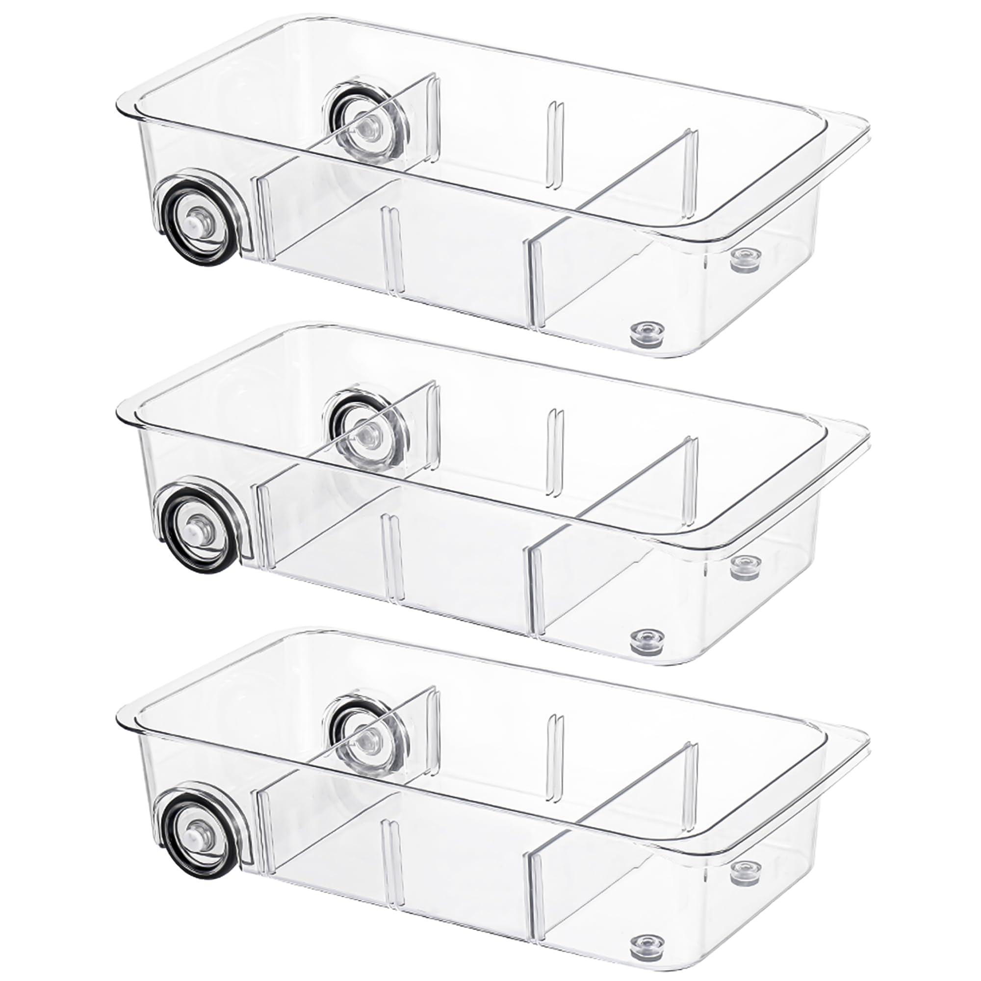Fridge Organizer and Storage Drawer Rolling Refrigerator Bins (3 Count)