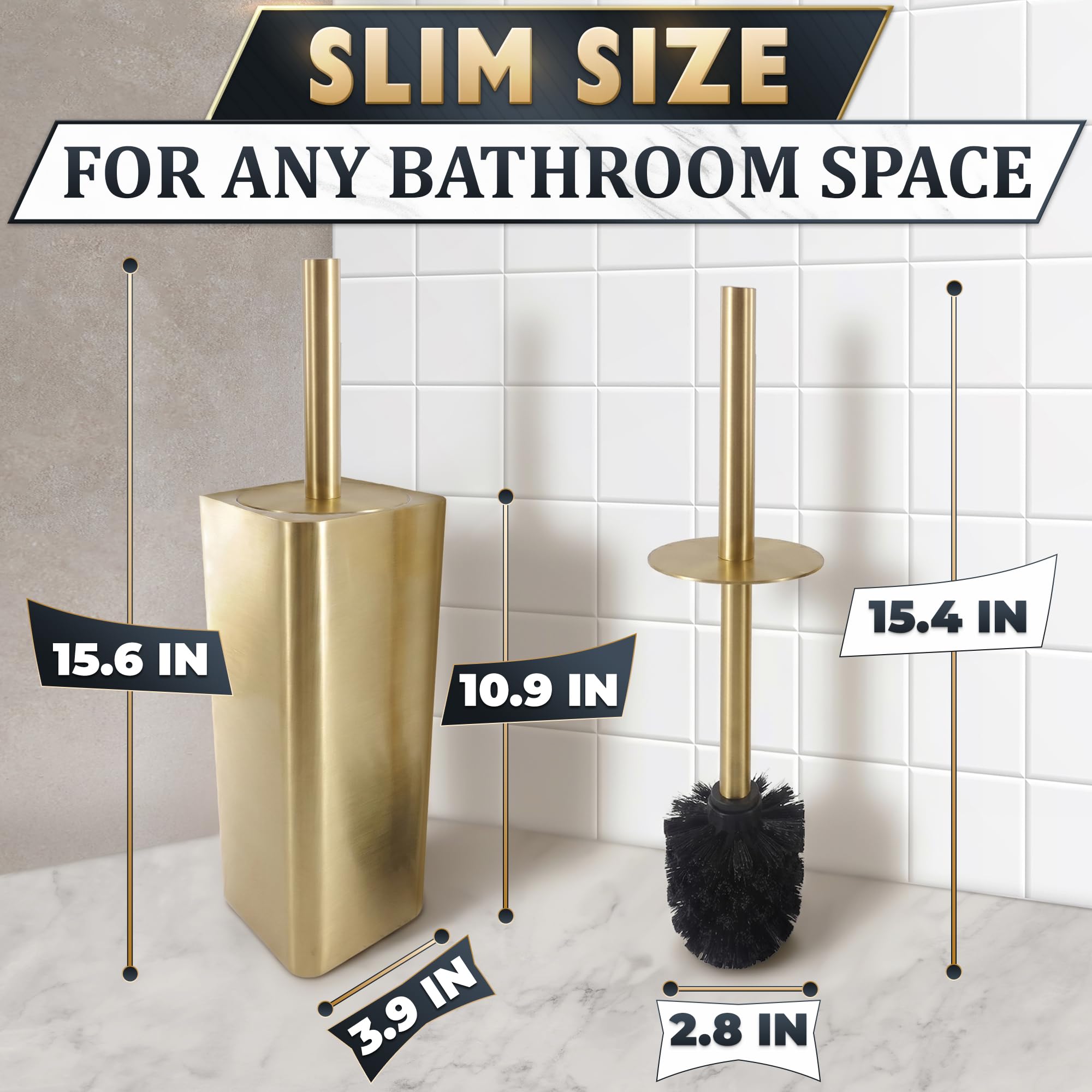 Gold Toilet Brush and Holder Set