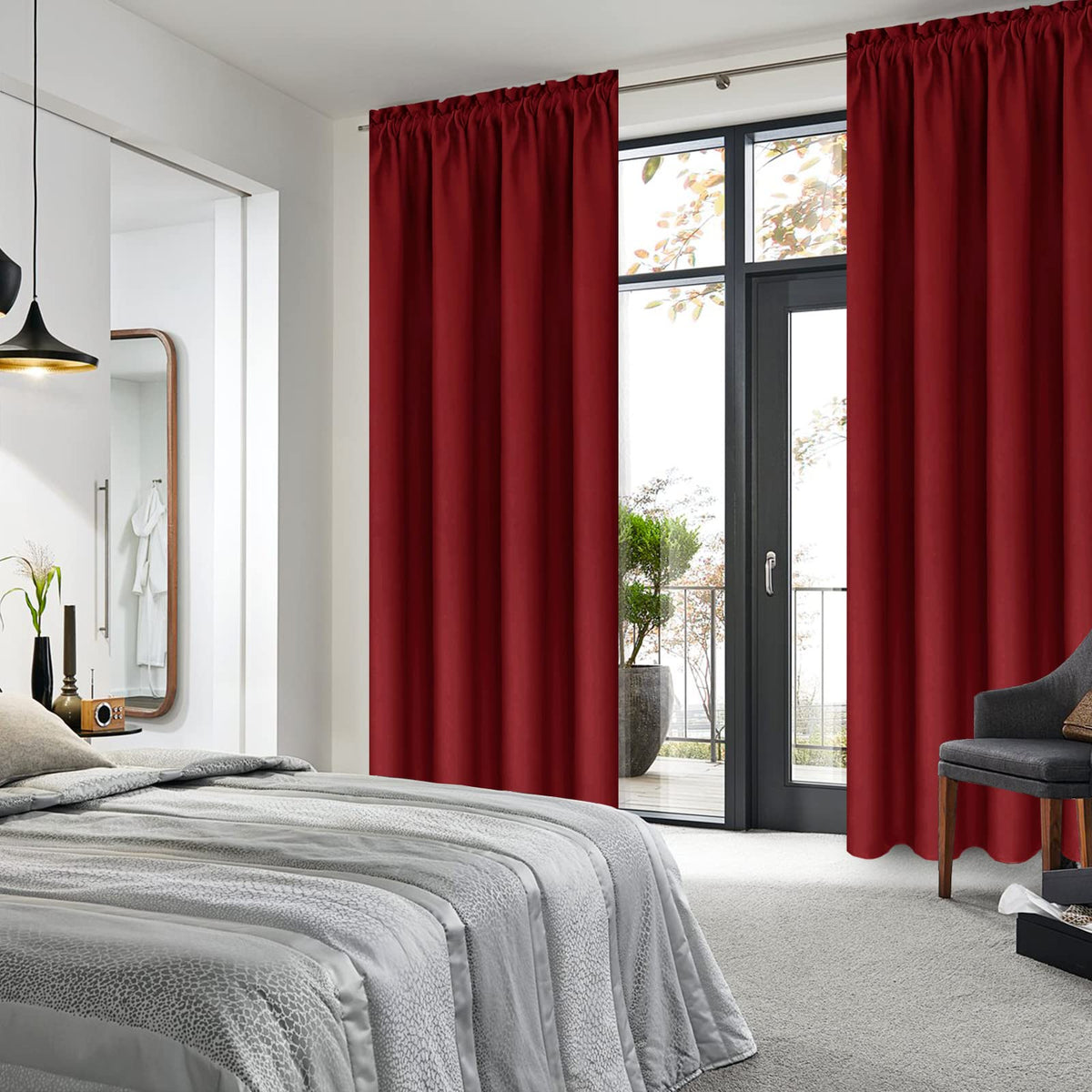 Blackout Curtains for Bedroom Living Room 42 x 84 Inch Long Burgundy (2 Count)
