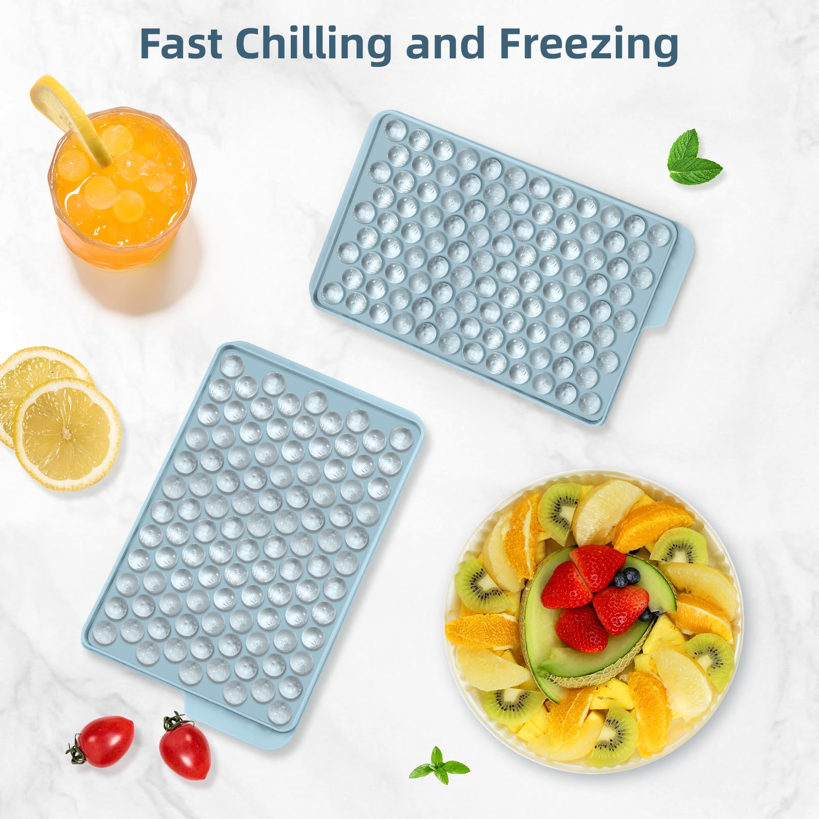 Mini Ice Cube Trays for Freezer with Lid