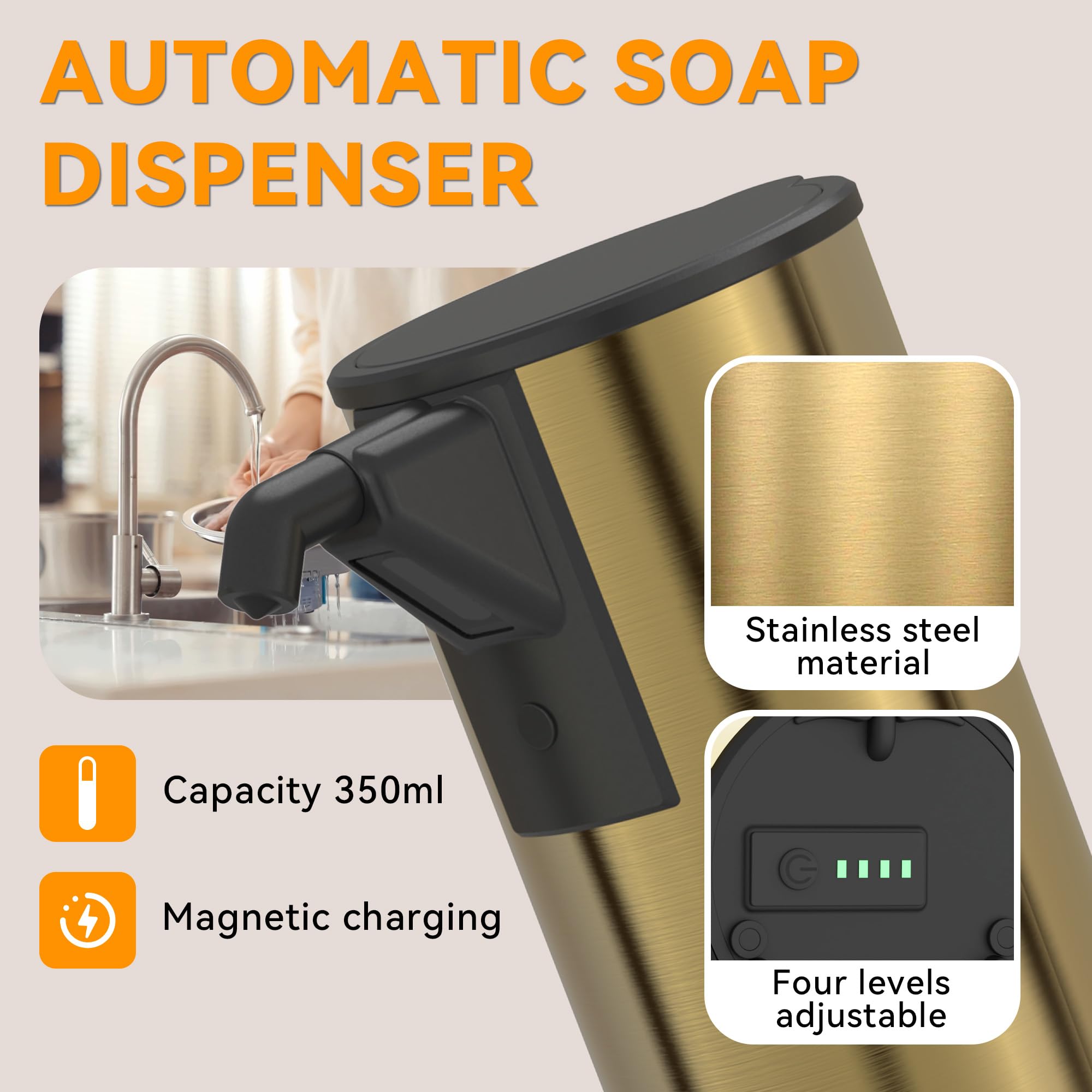 Stainless Steel Touchless Automatic Soap Dispenser 12 oz