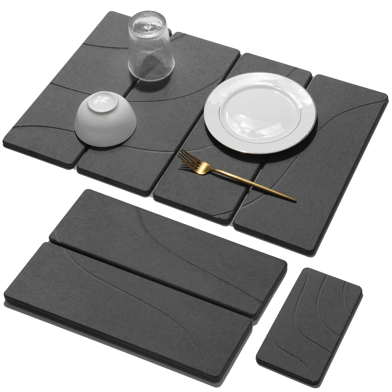 Large Stone Dish Drying Mat for Kitchen Counter (2 Count)