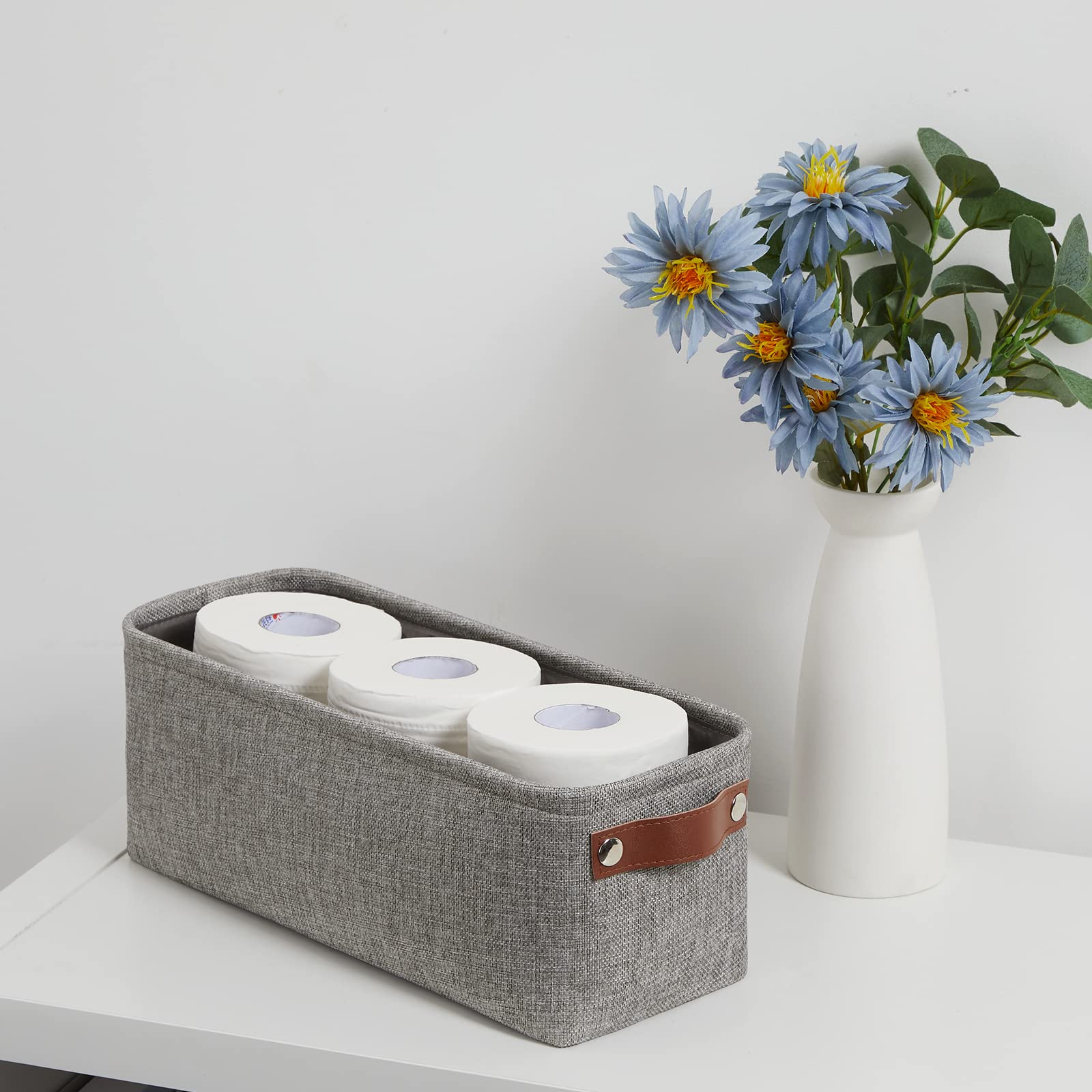 Soft Cotton Fabric Bathroom Storage Baskets 2 Pack Fabric Shelf Baskets for Gifts Empty Small Storage Organizer for Closet (2 Count)