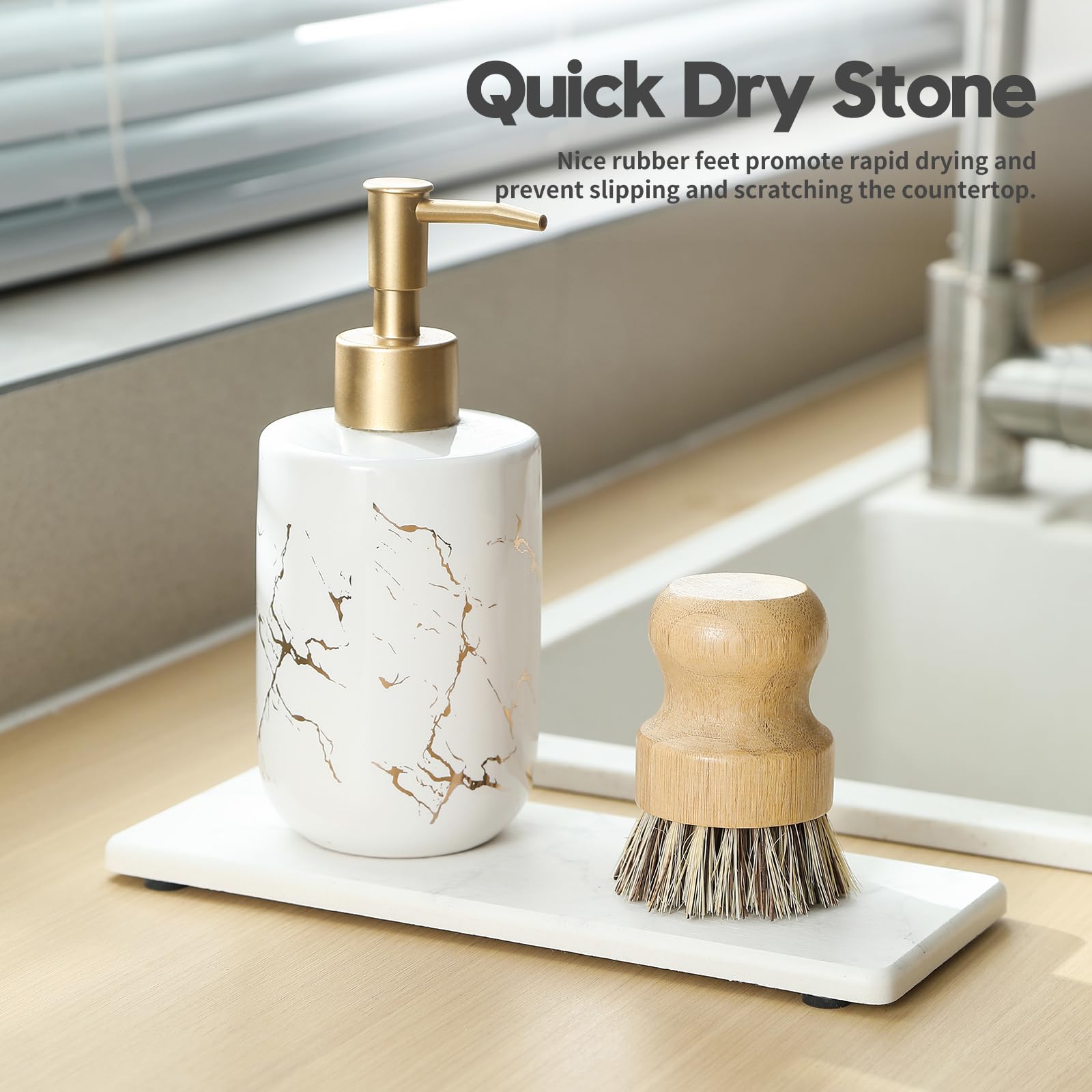 2PCS Water Absorbing Stone Drying Tray for Kitchen Counter & Bathroom Sink (2 Count)
