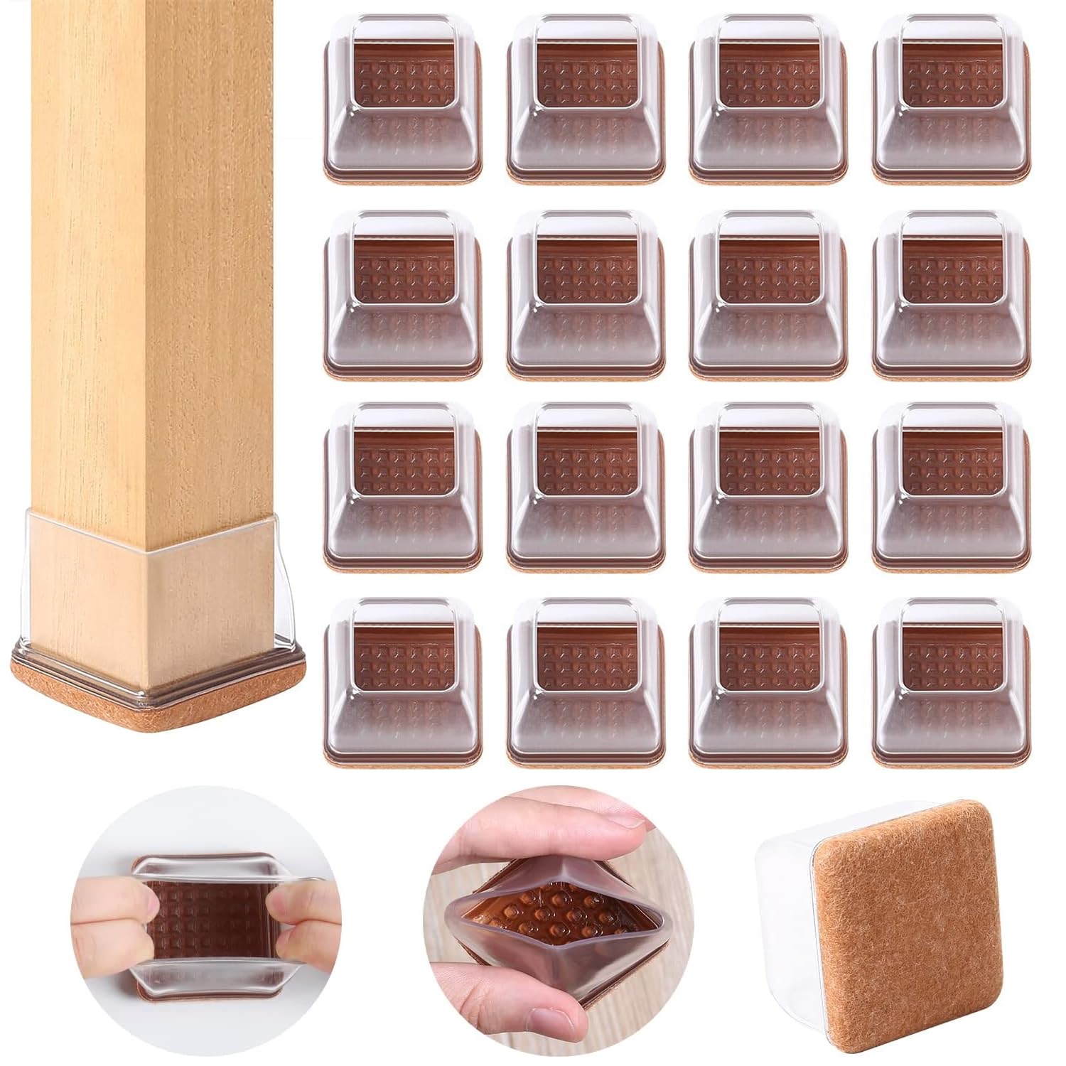 Chair Leg Floor Protectors for Hardwood Floors (24 Count)