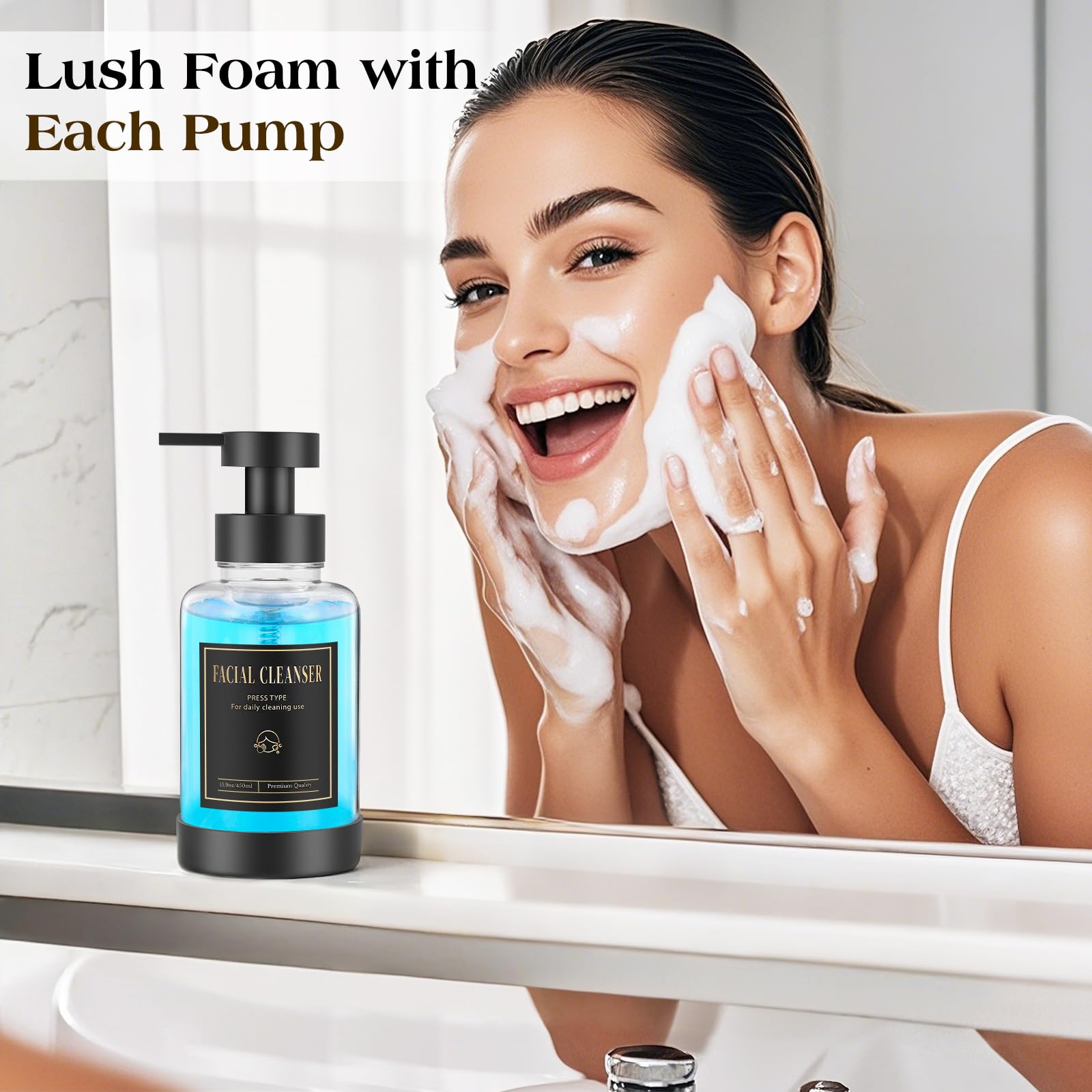Glass Foaming Soap Dispenser 15oz Hand Soap Bottle (2 Count)