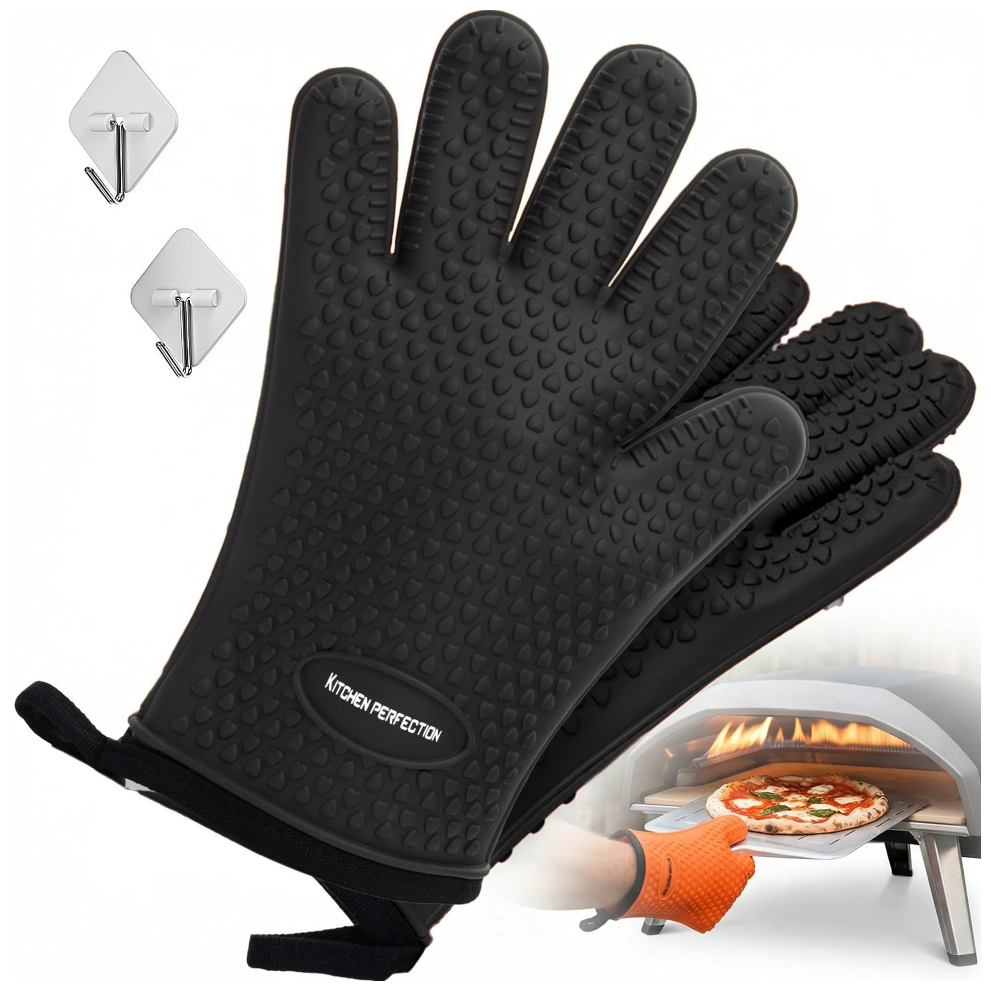 XL Silicone Pizza Oven Gloves Heat Resistant Oven Mitts