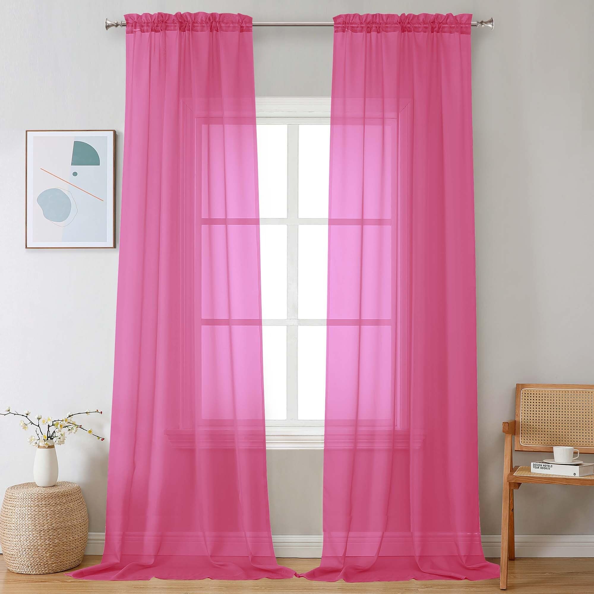 Sheer Curtains 108 Inch Length 2 Panels Set (2 Count)