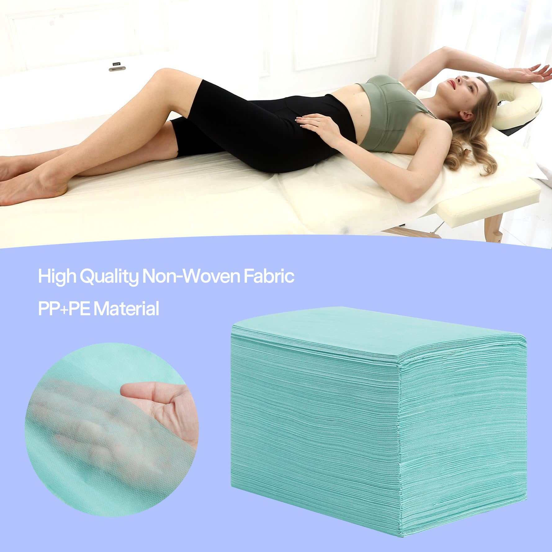Disposable Bed Sheets for Massage Table 100 Pcs 31" x 71" Waterproof Massage Table Sheets Soft Non Woven Fabric SPA Massage Table Bed Cover Breathable for Beauty Tattoos Waxing (100 Count)