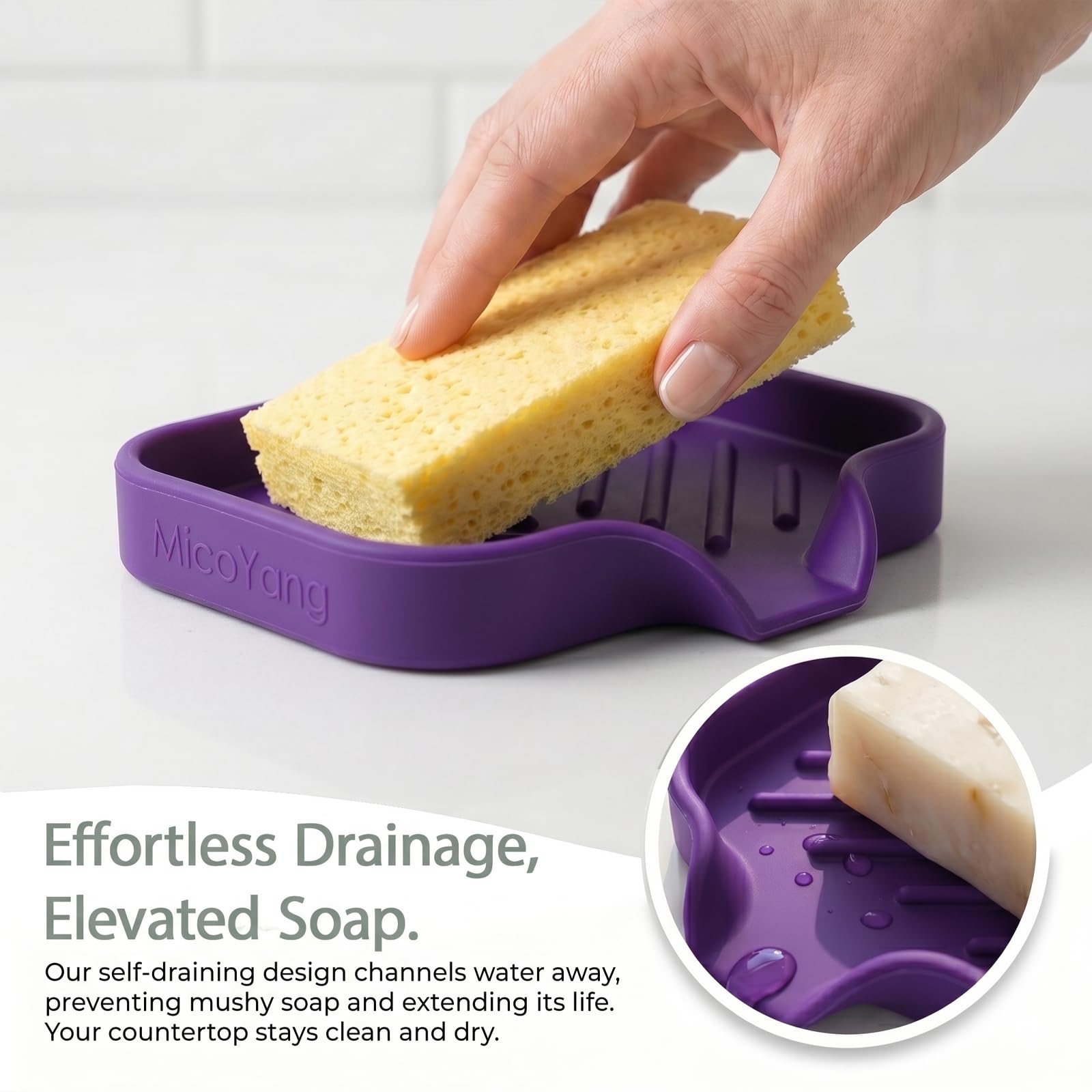 Silicone Soap Dish with Drain Spout