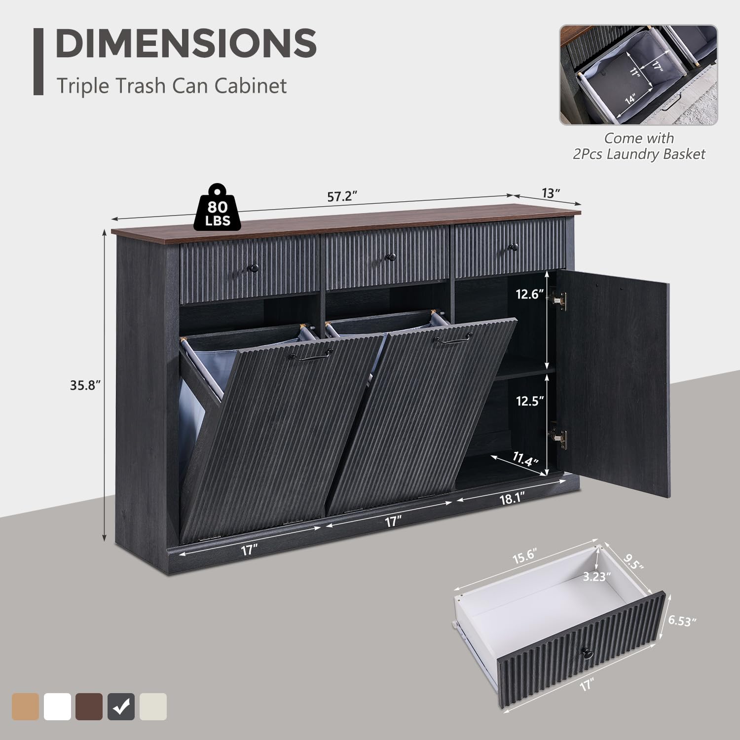 Triple Tilt Out Trash Can Cabinet