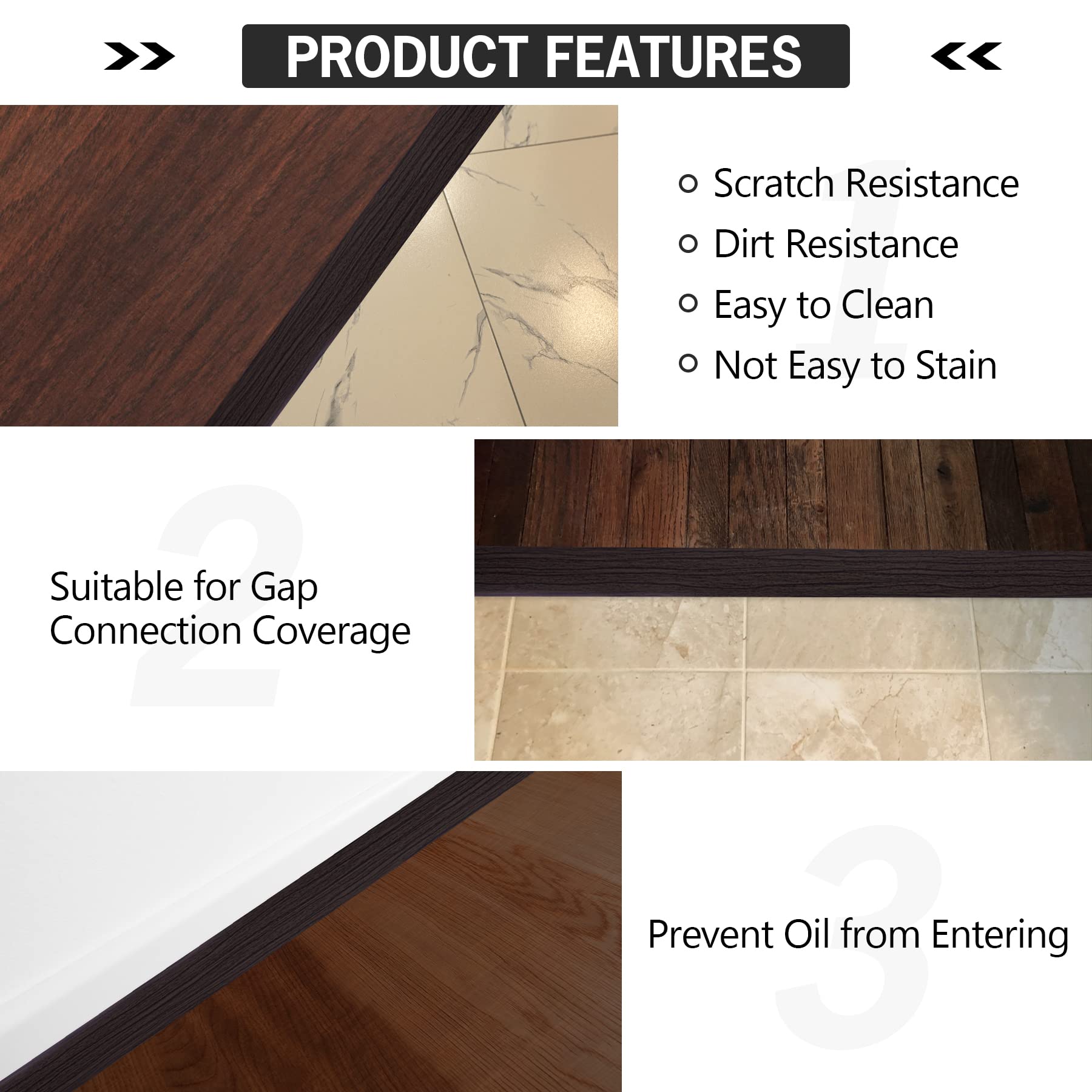 16.4Ft Floor Transition Strip Self Adhesive Vinyl Cover Floor Strip Flat Divider Transition Strip Wood Grain Design for Laminate Floor Gaps and Doorway Transitions (16.4 Foot)