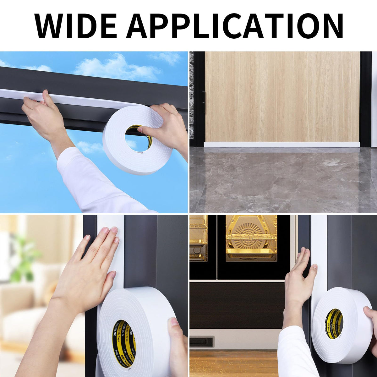 White Foam Tape Weather Stripping Sealing Sponge (16.4 Foot)