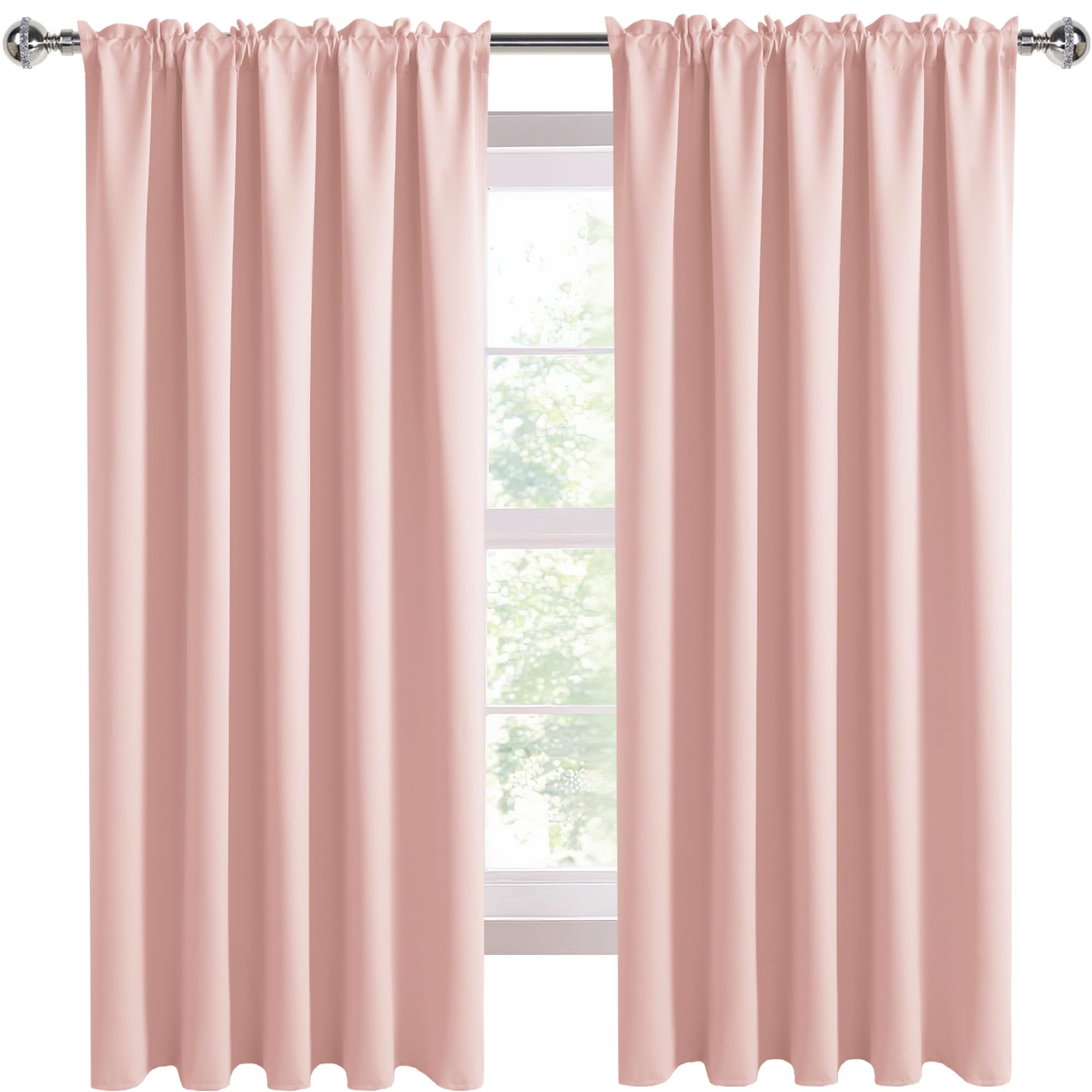 Wide Blackout Curtains for Bedroom 70 x 72 Inch Long Blush Pink