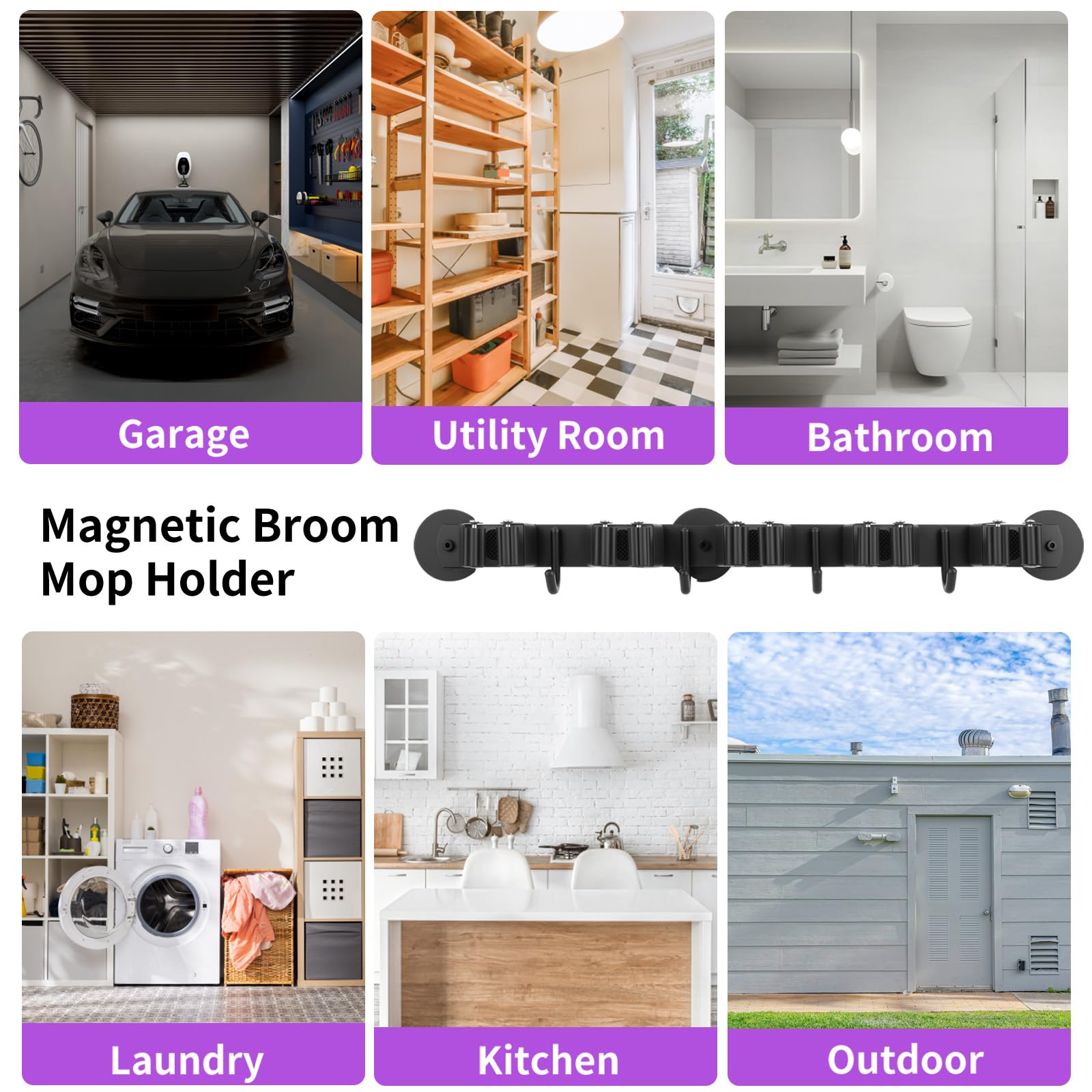 Magnetic Broom Holder Wall Mount