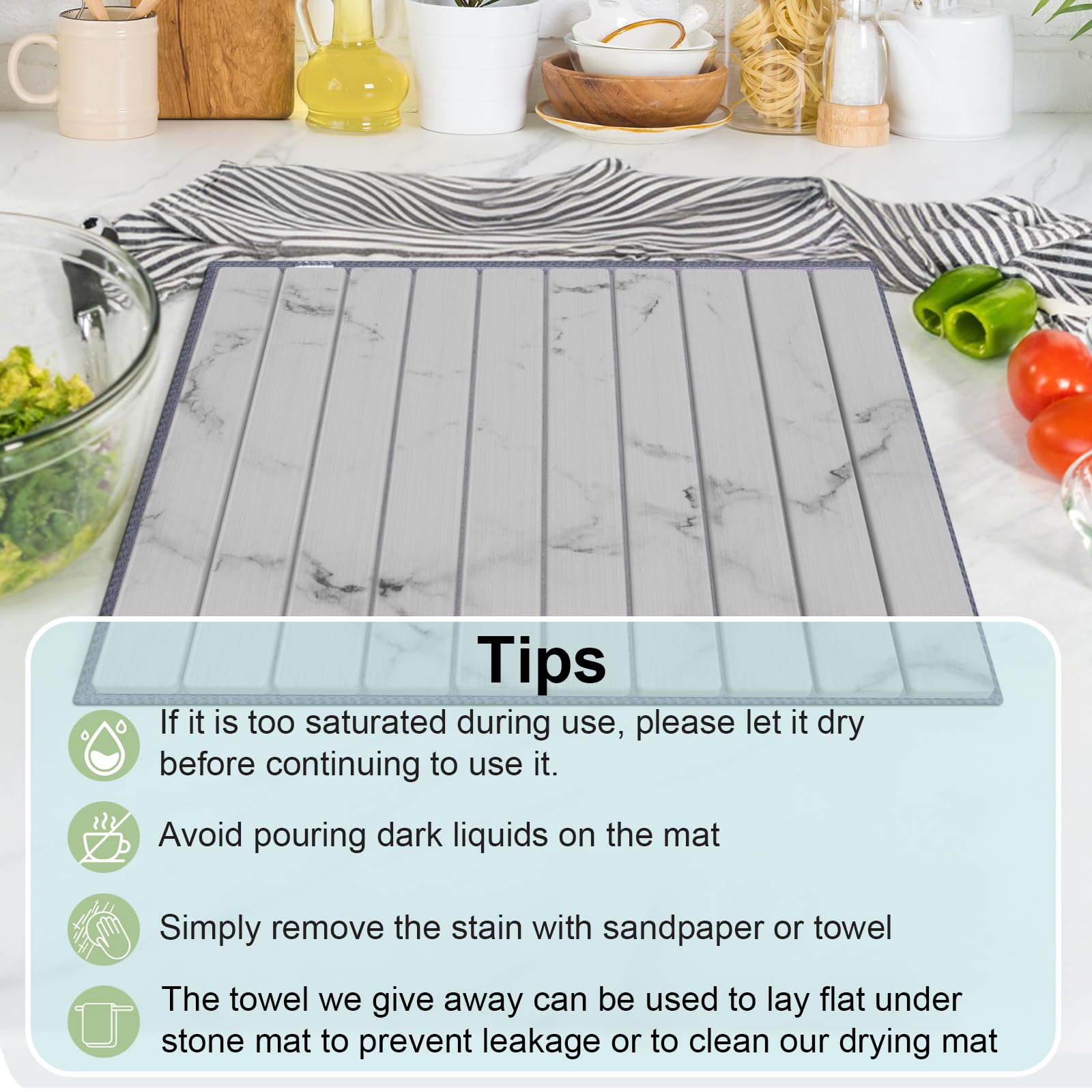 Stone Dish Drying Mat for Kitchen Counter