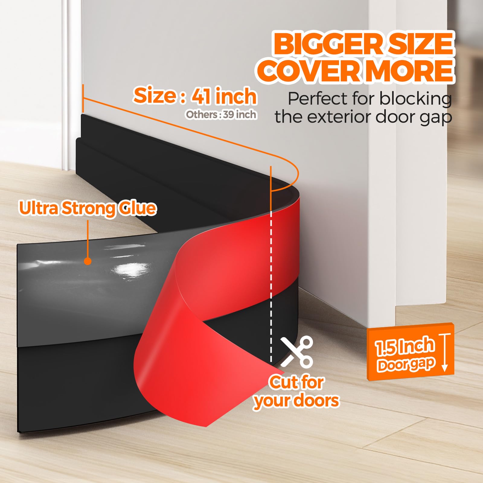 Under Door Draft Stopper 41inch Weather Stripping Door Seal