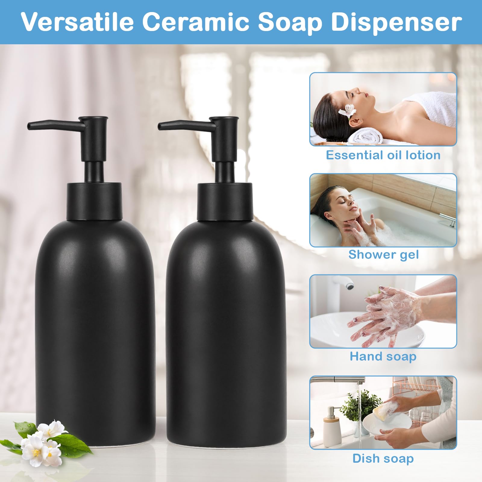Soap Dispenser Fill Dish Soap Hand Soap for Bathroom (2 Count)
