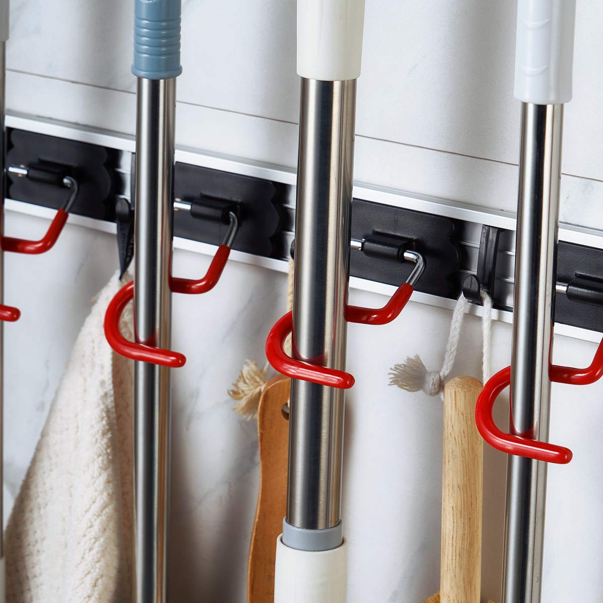 Wall Mounted Mop and Broom Holder Stainless Steel S Type Broom Rack Anti