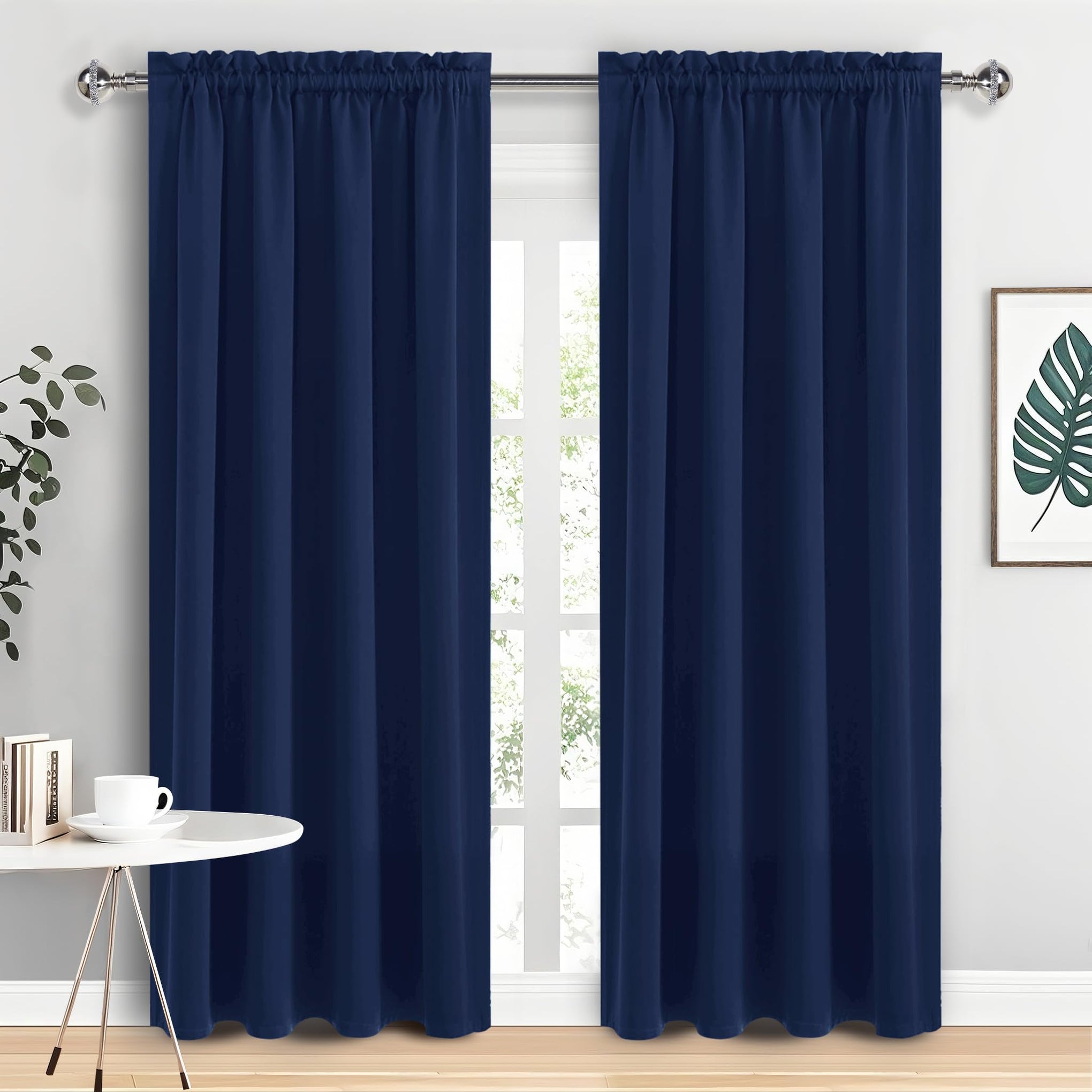 Blackout Curtains for Bedroom 52 x 95 Inch Long Navy Blue 2 Panels (2 Count)