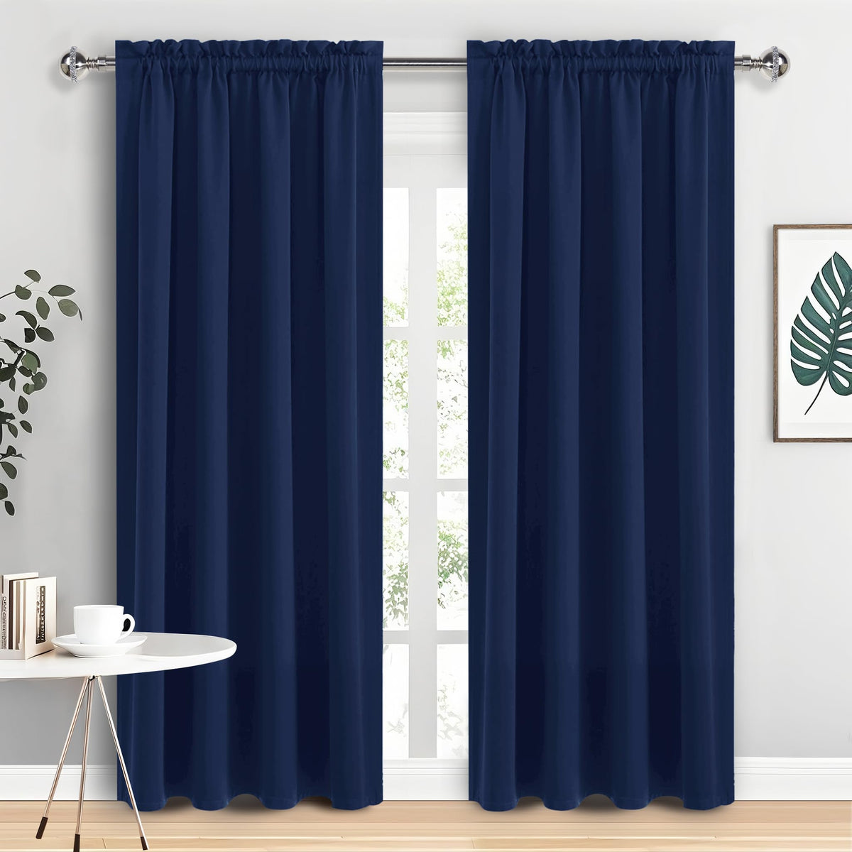 Blackout Curtains for Bedroom 42 x 84 Inch Long Navy Blue 2 Panels (2 Count)