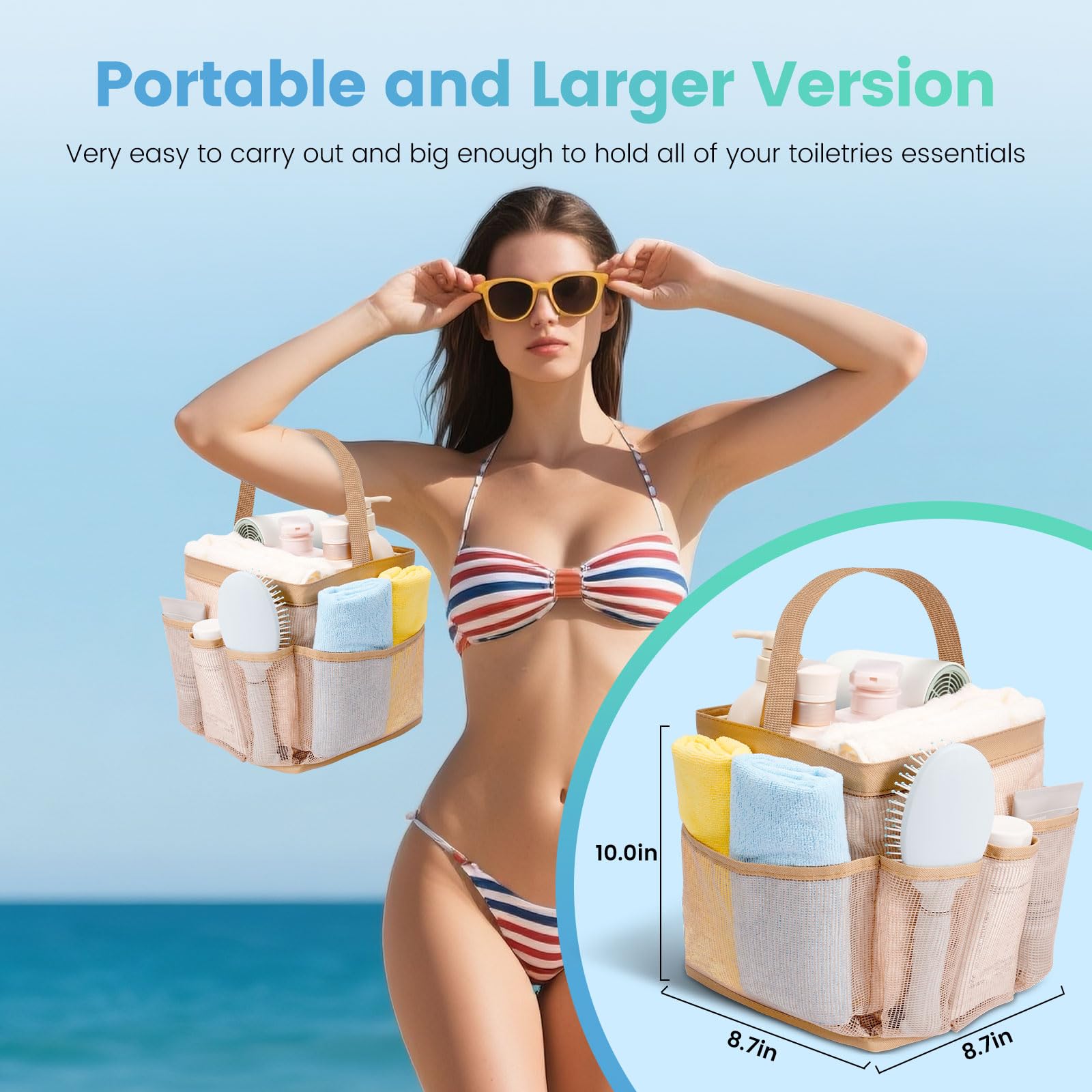 Shower Caddy for College Dorm Room Essentials for Girls with 9 Pockets