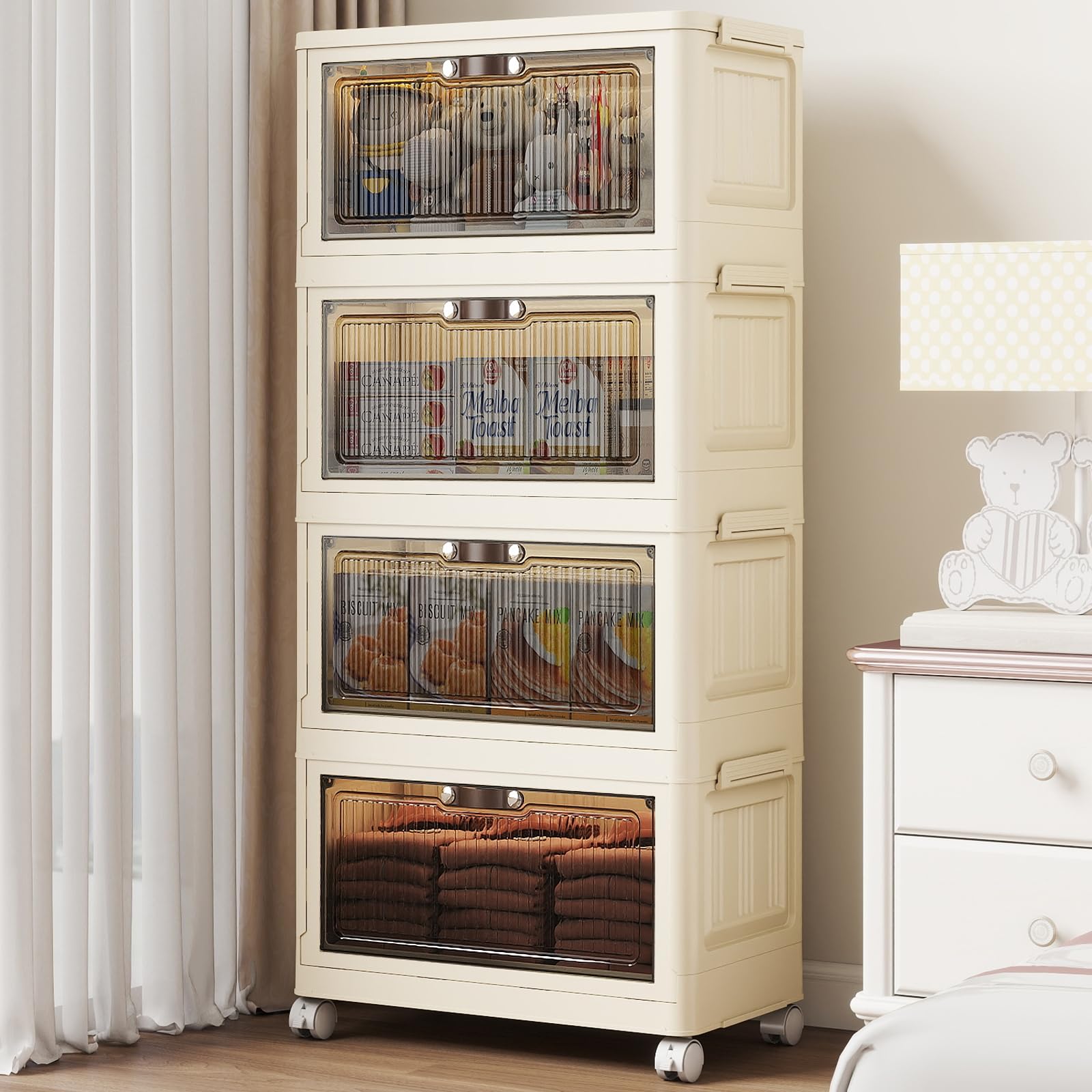 4 Tier 48QT Storage Bins with Lids (4 Count)