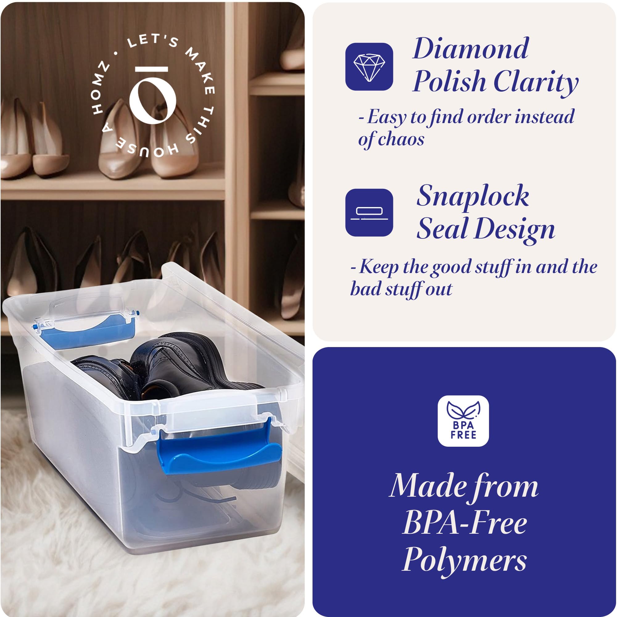 Clear Plastic Storage Bins w (5 Count)